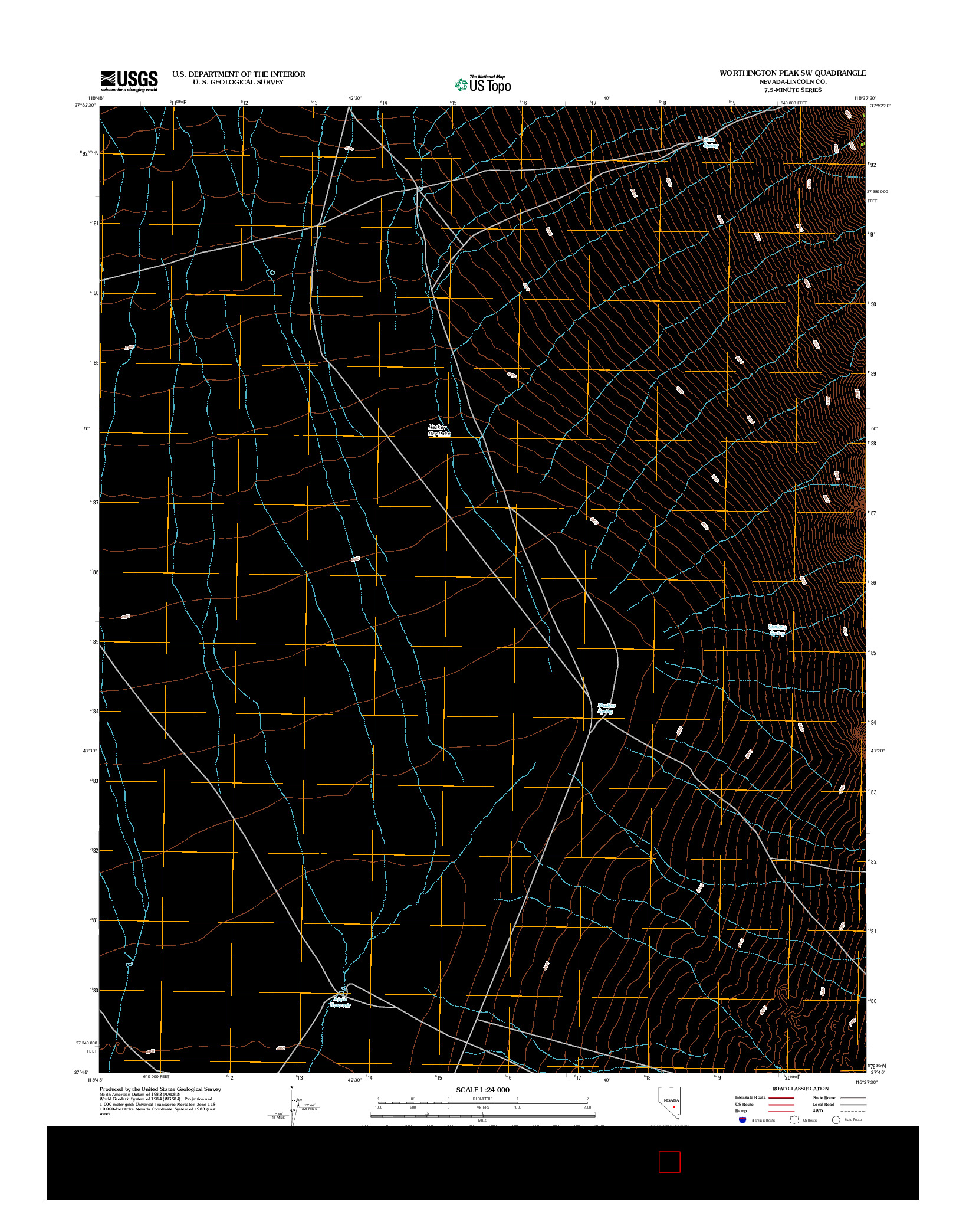 USGS US TOPO 7.5-MINUTE MAP FOR WORTHINGTON PEAK SW, NV 2012