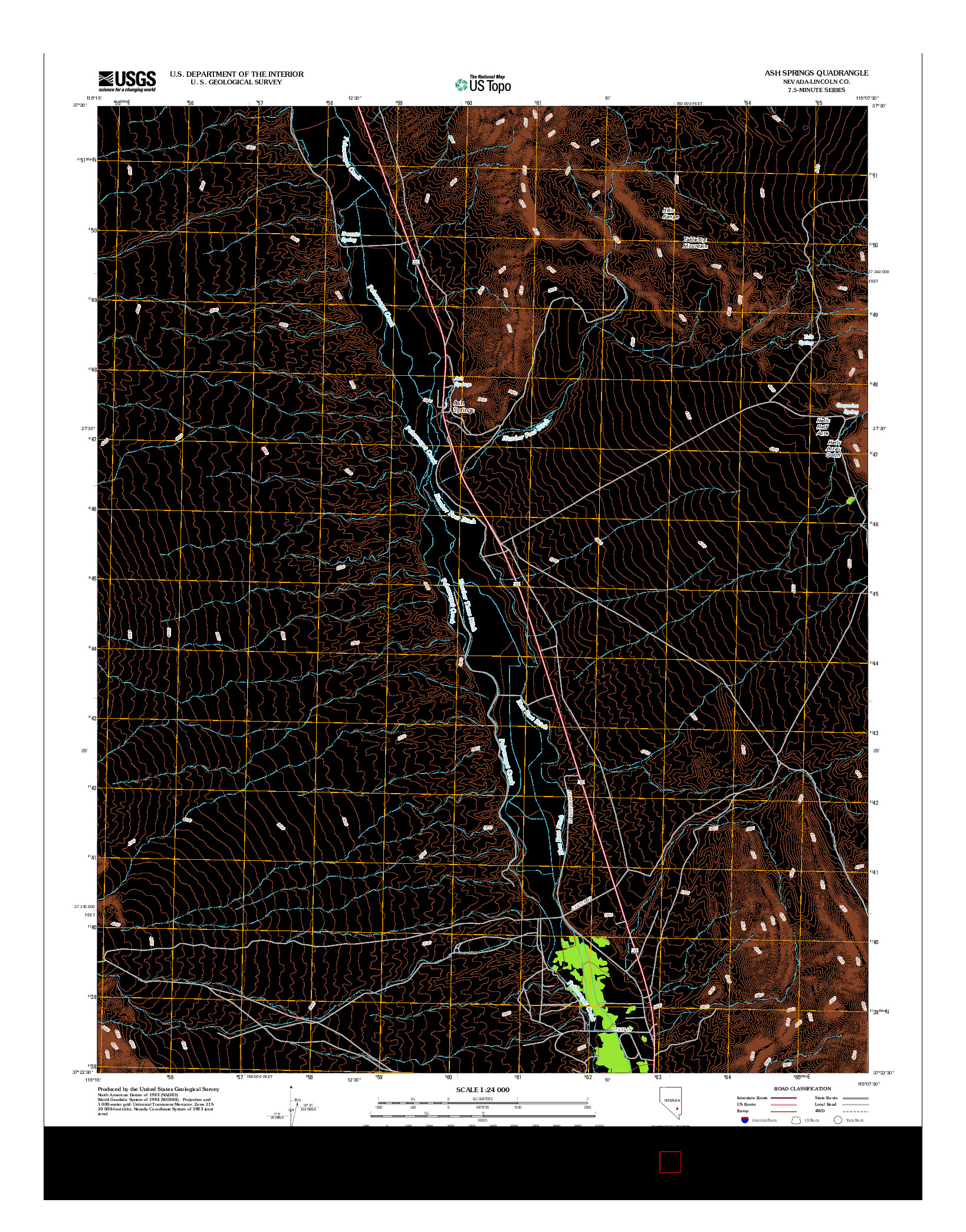 USGS US TOPO 7.5-MINUTE MAP FOR ASH SPRINGS, NV 2012