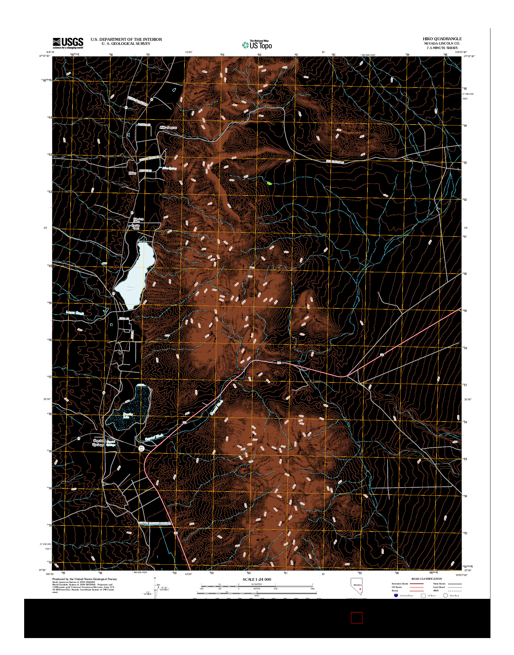 USGS US TOPO 7.5-MINUTE MAP FOR HIKO, NV 2012