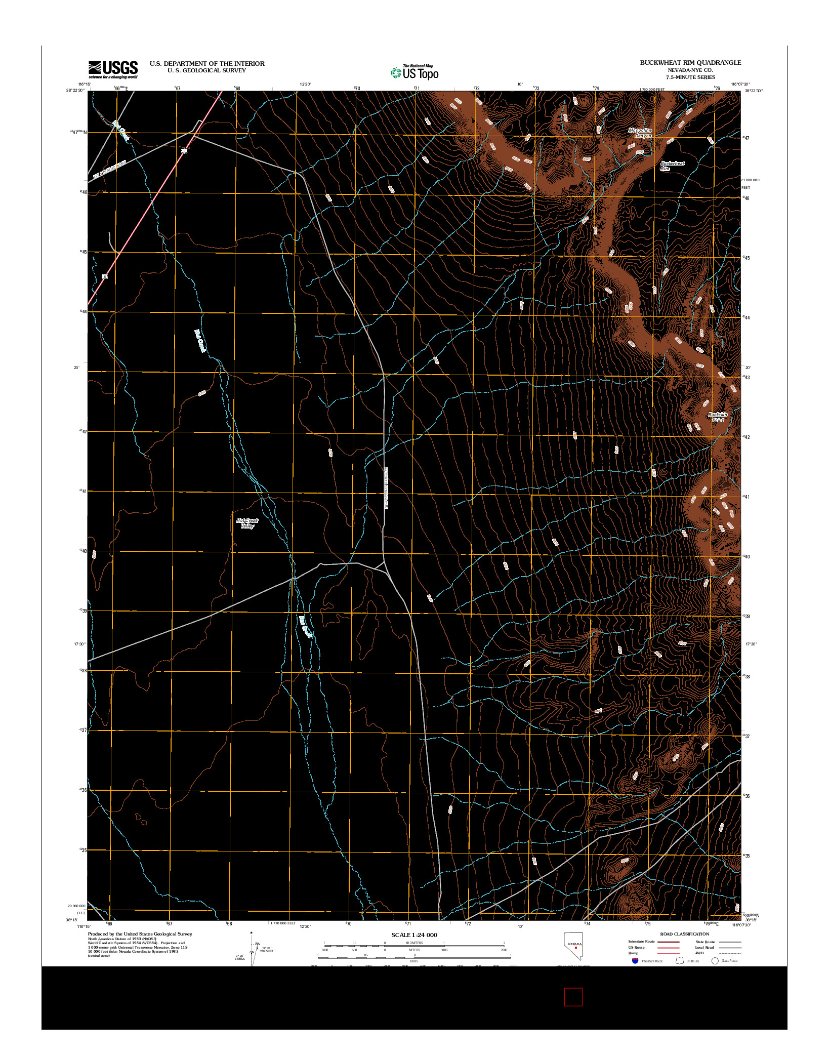 USGS US TOPO 7.5-MINUTE MAP FOR BUCKWHEAT RIM, NV 2012