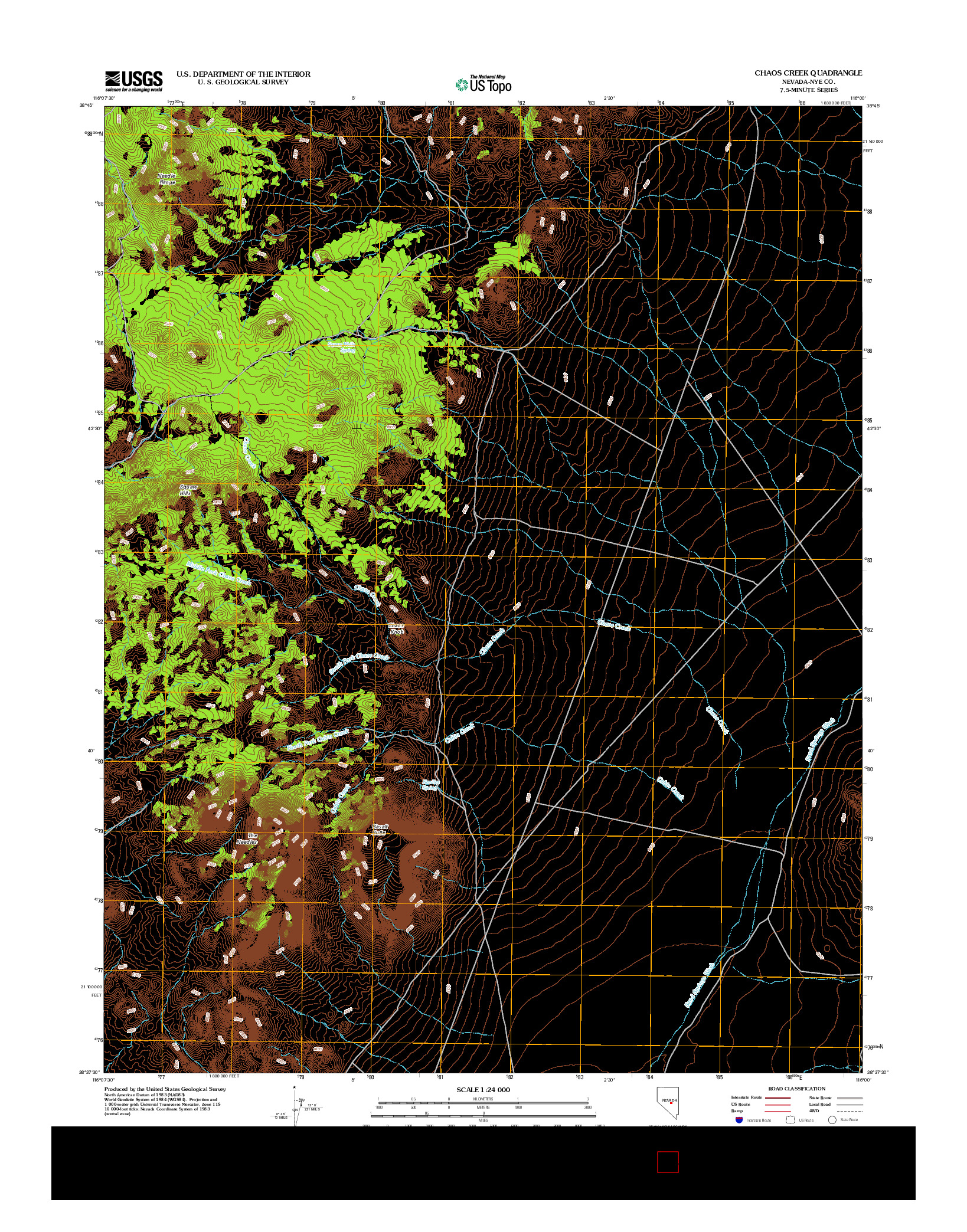 USGS US TOPO 7.5-MINUTE MAP FOR CHAOS CREEK, NV 2012