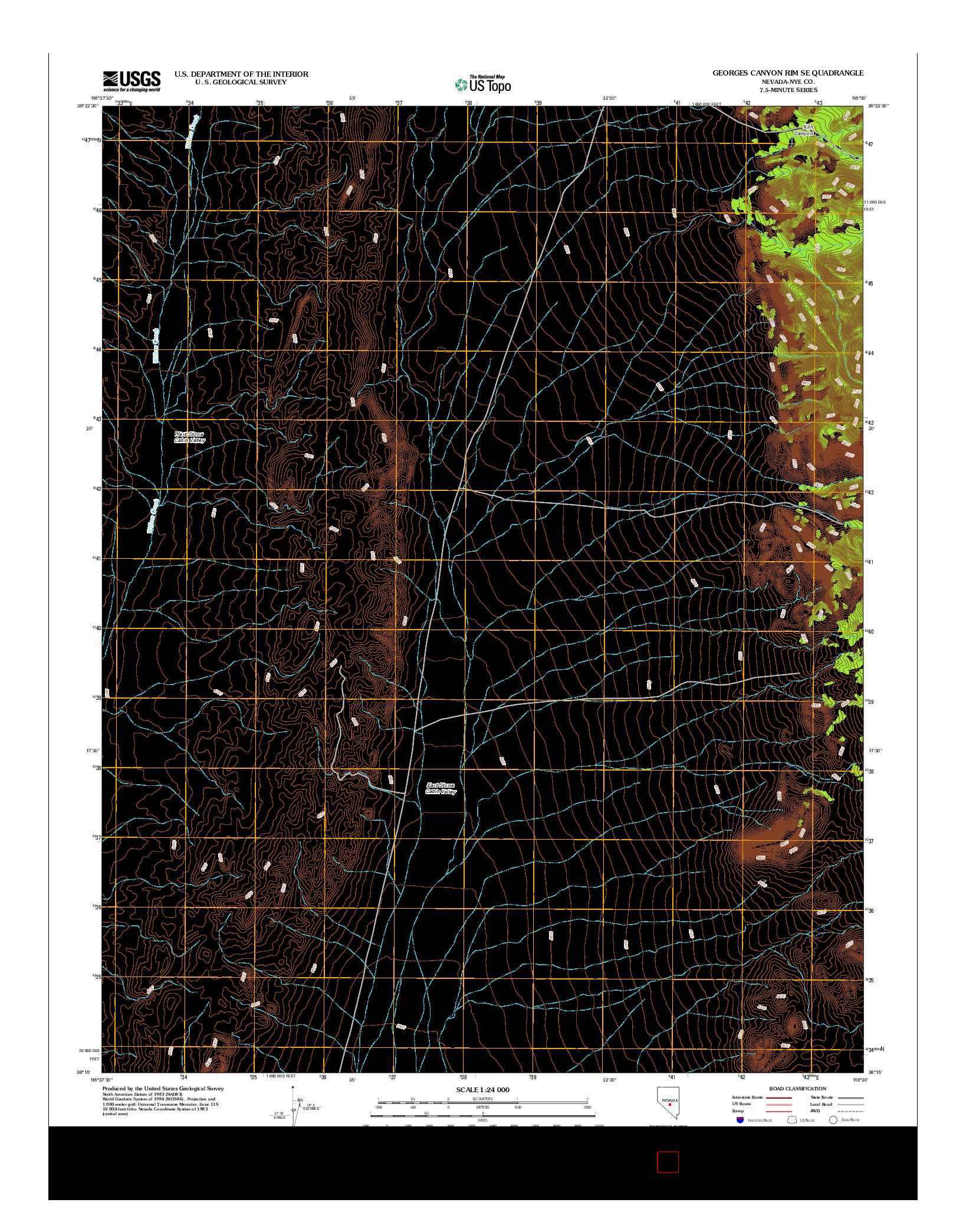 USGS US TOPO 7.5-MINUTE MAP FOR GEORGES CANYON RIM SE, NV 2012