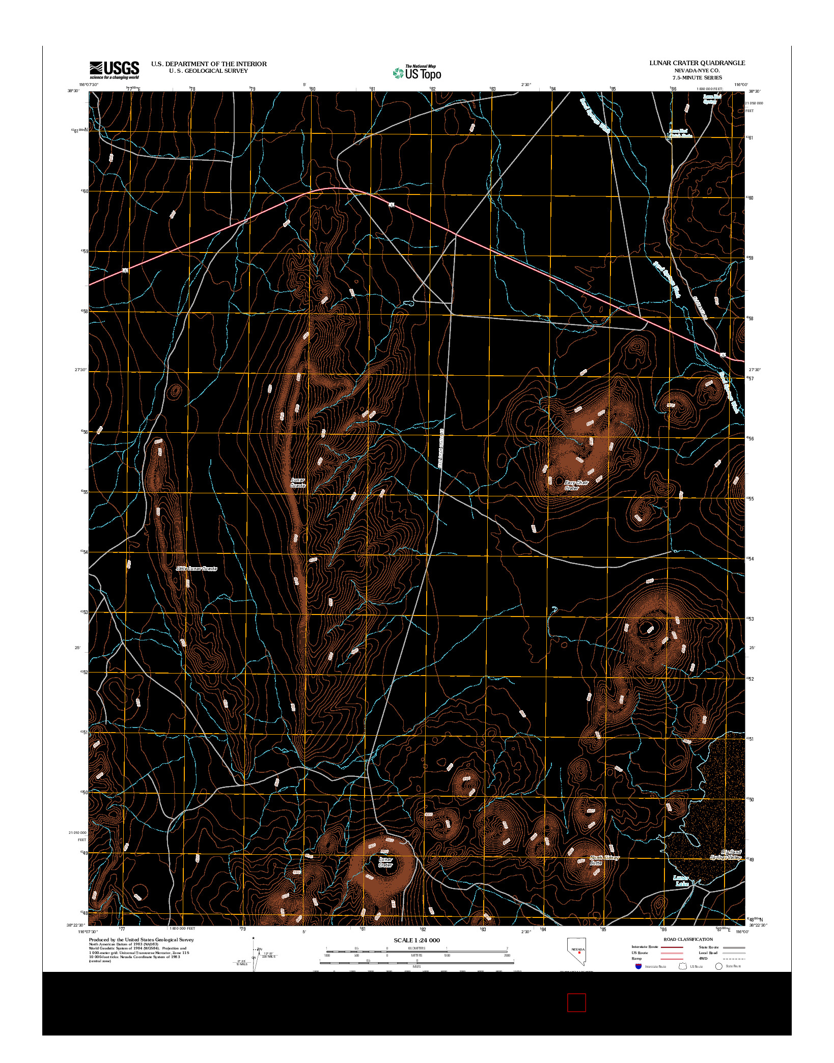 USGS US TOPO 7.5-MINUTE MAP FOR LUNAR CRATER, NV 2012