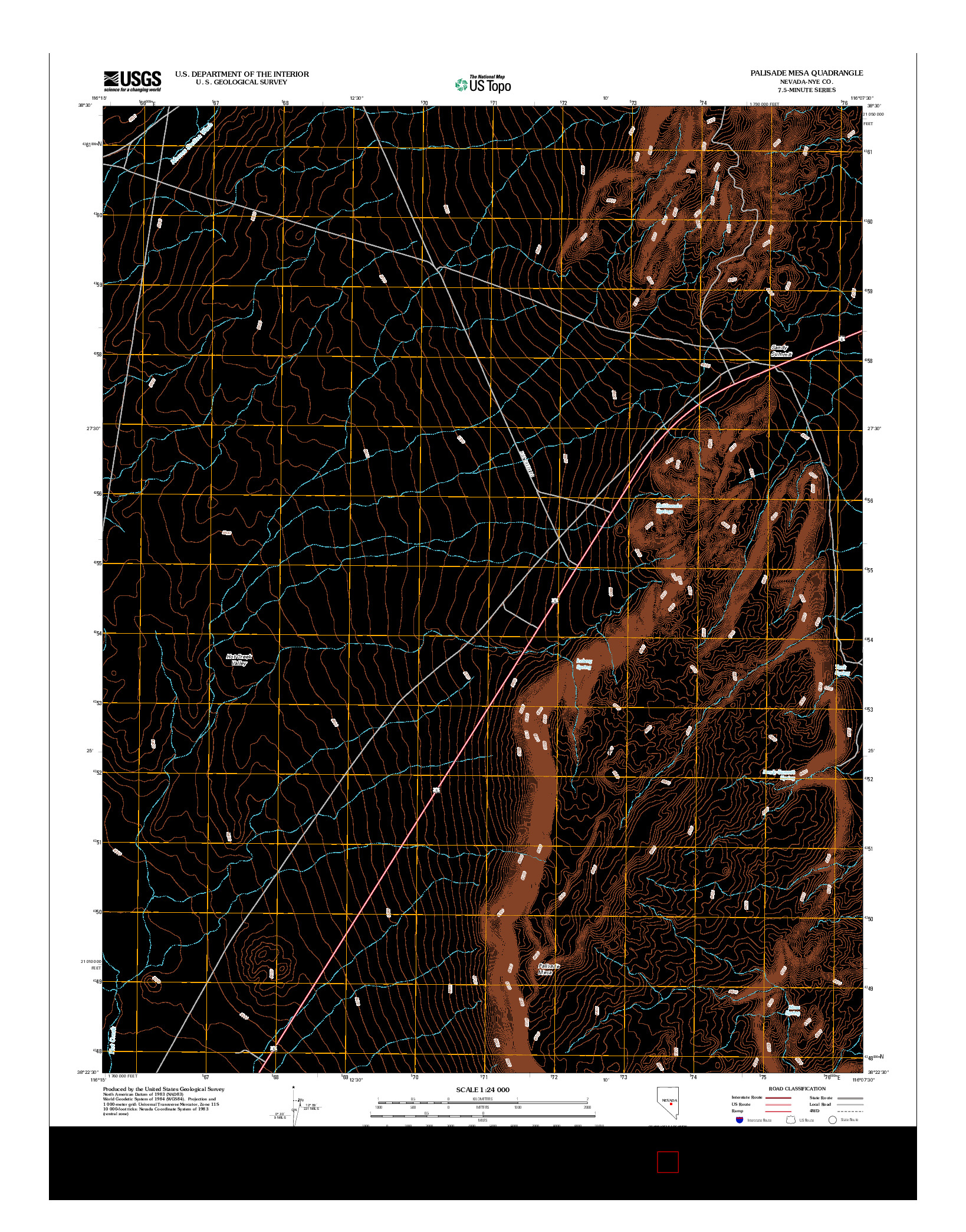 USGS US TOPO 7.5-MINUTE MAP FOR PALISADE MESA, NV 2012