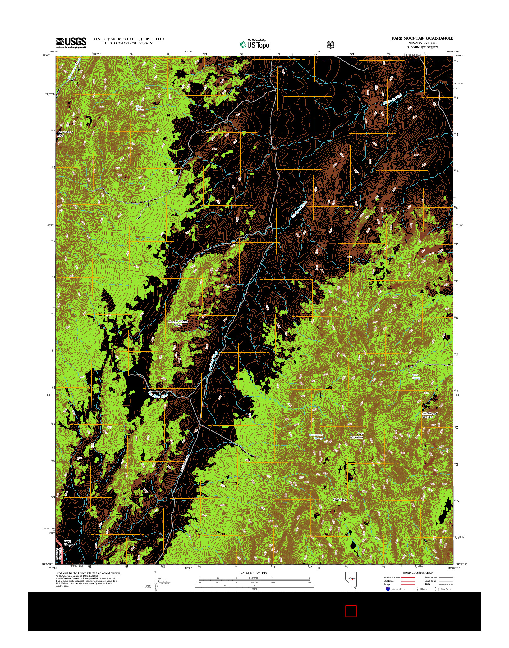 USGS US TOPO 7.5-MINUTE MAP FOR PARK MOUNTAIN, NV 2012