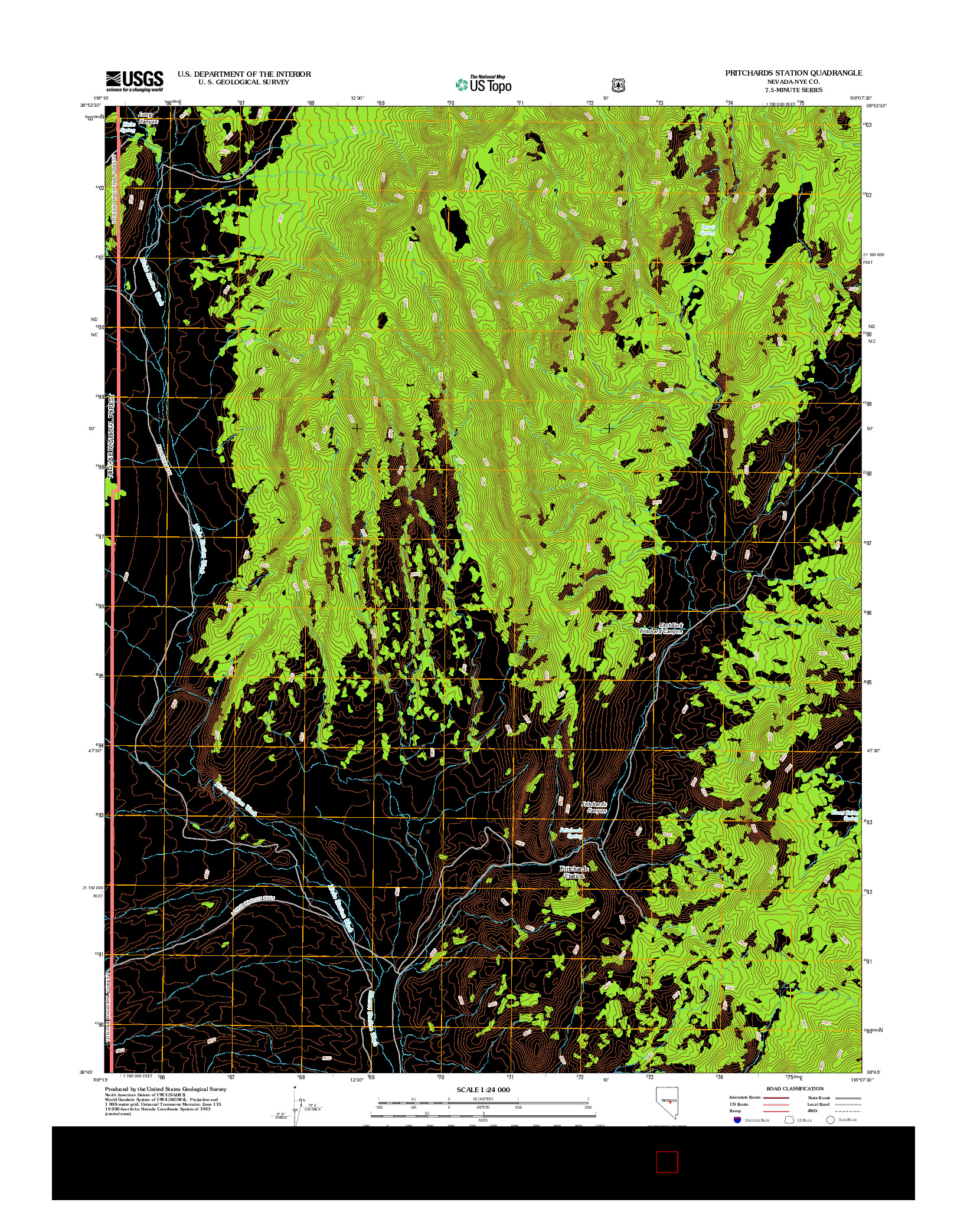 USGS US TOPO 7.5-MINUTE MAP FOR PRITCHARDS STATION, NV 2012