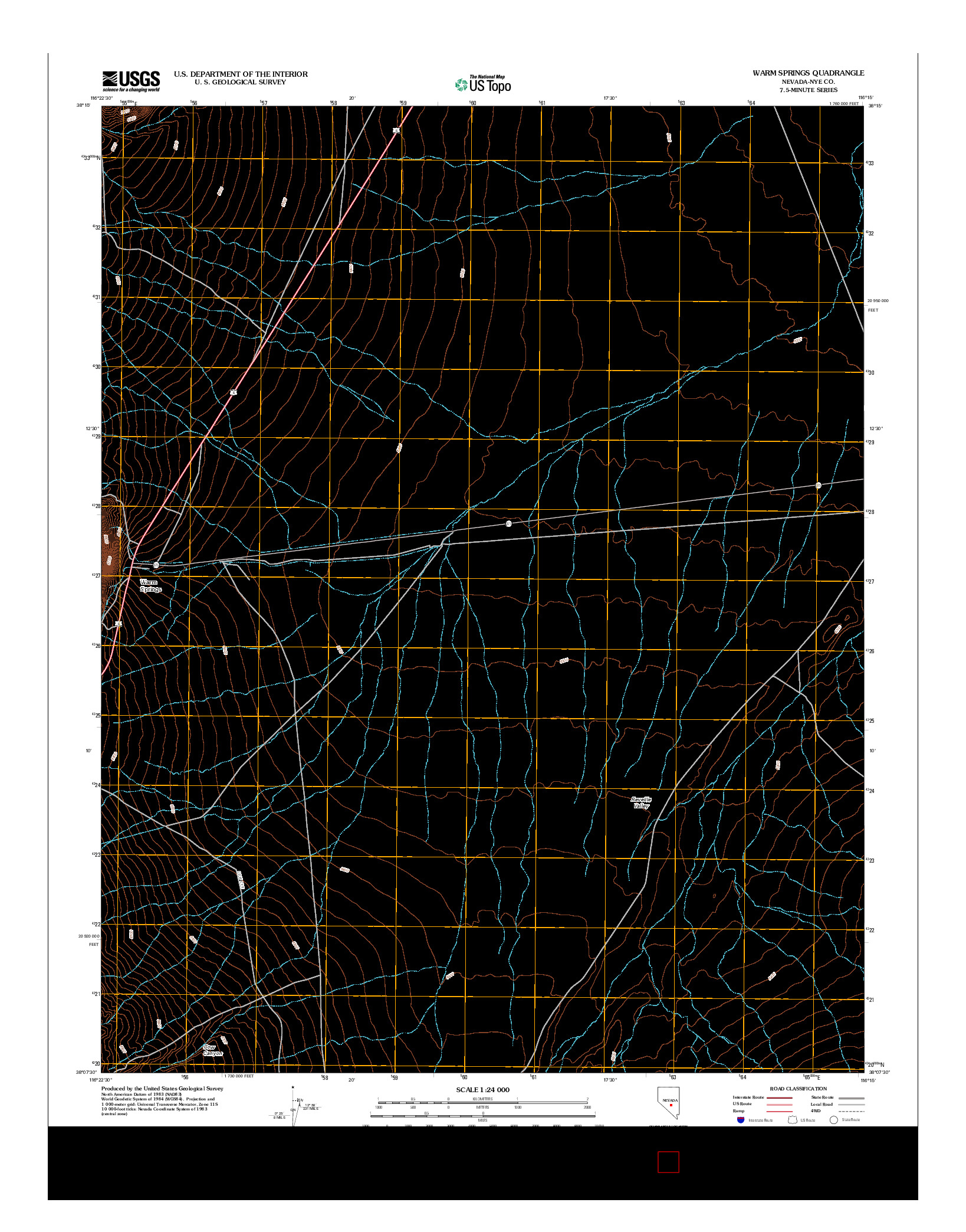 USGS US TOPO 7.5-MINUTE MAP FOR WARM SPRINGS, NV 2012