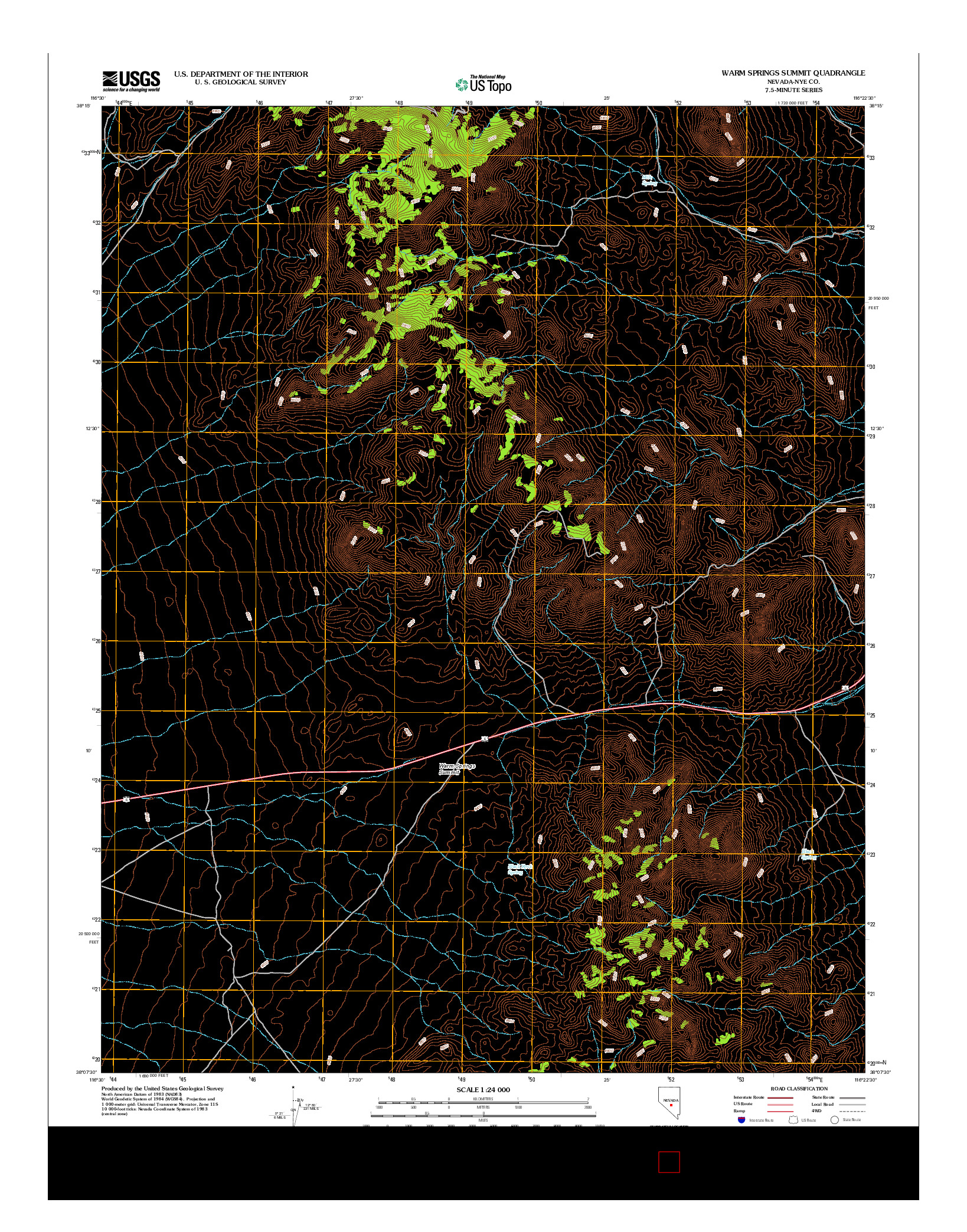 USGS US TOPO 7.5-MINUTE MAP FOR WARM SPRINGS SUMMIT, NV 2012