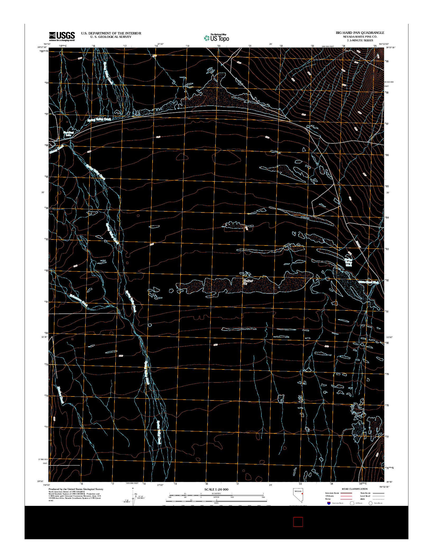 USGS US TOPO 7.5-MINUTE MAP FOR BIG HARD PAN, NV 2012