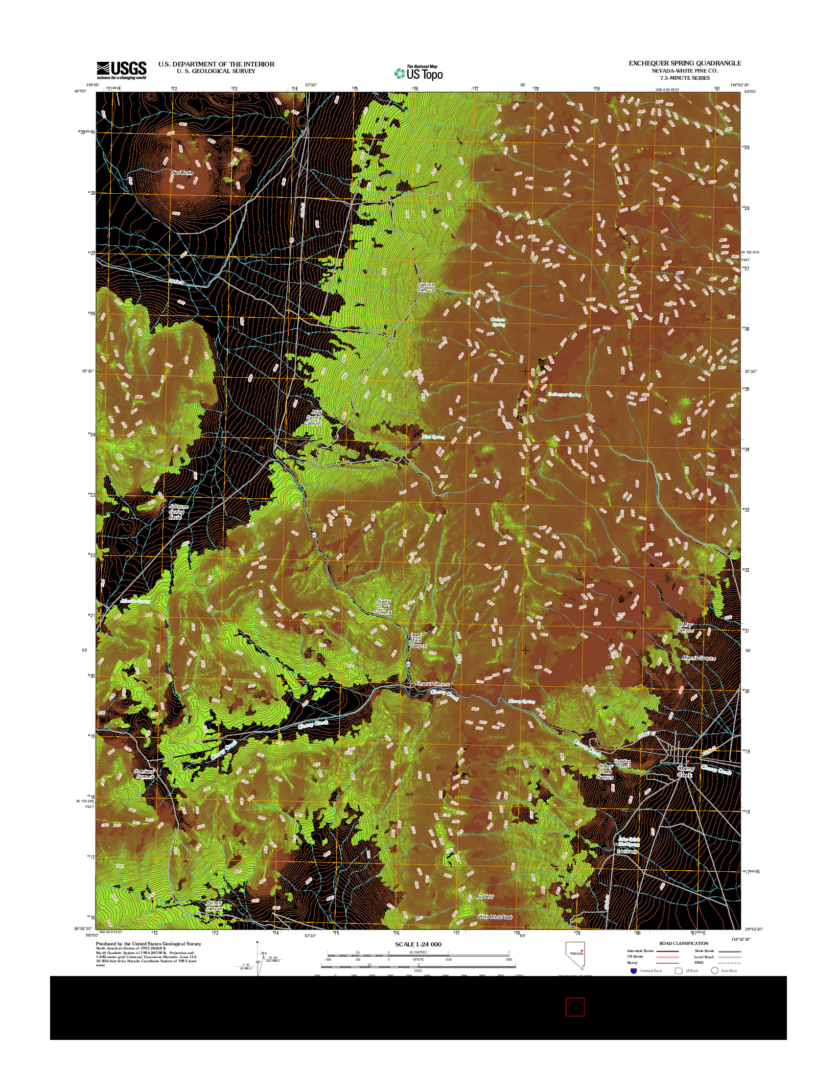 USGS US TOPO 7.5-MINUTE MAP FOR EXCHEQUER SPRING, NV 2012