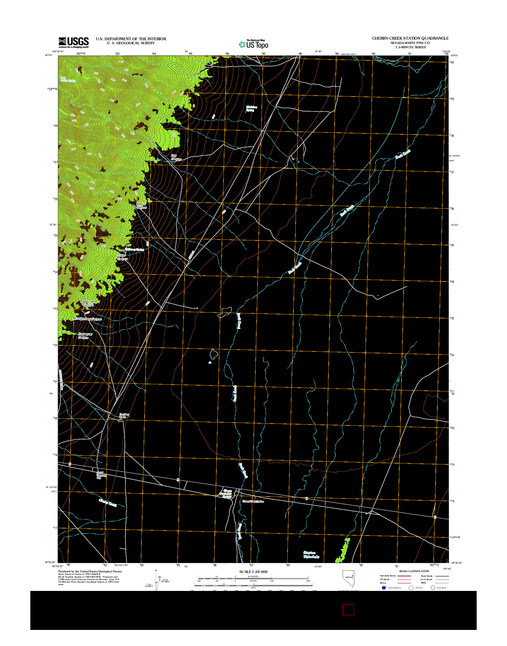 USGS US TOPO 7.5-MINUTE MAP FOR CHERRY CREEK STATION, NV 2012