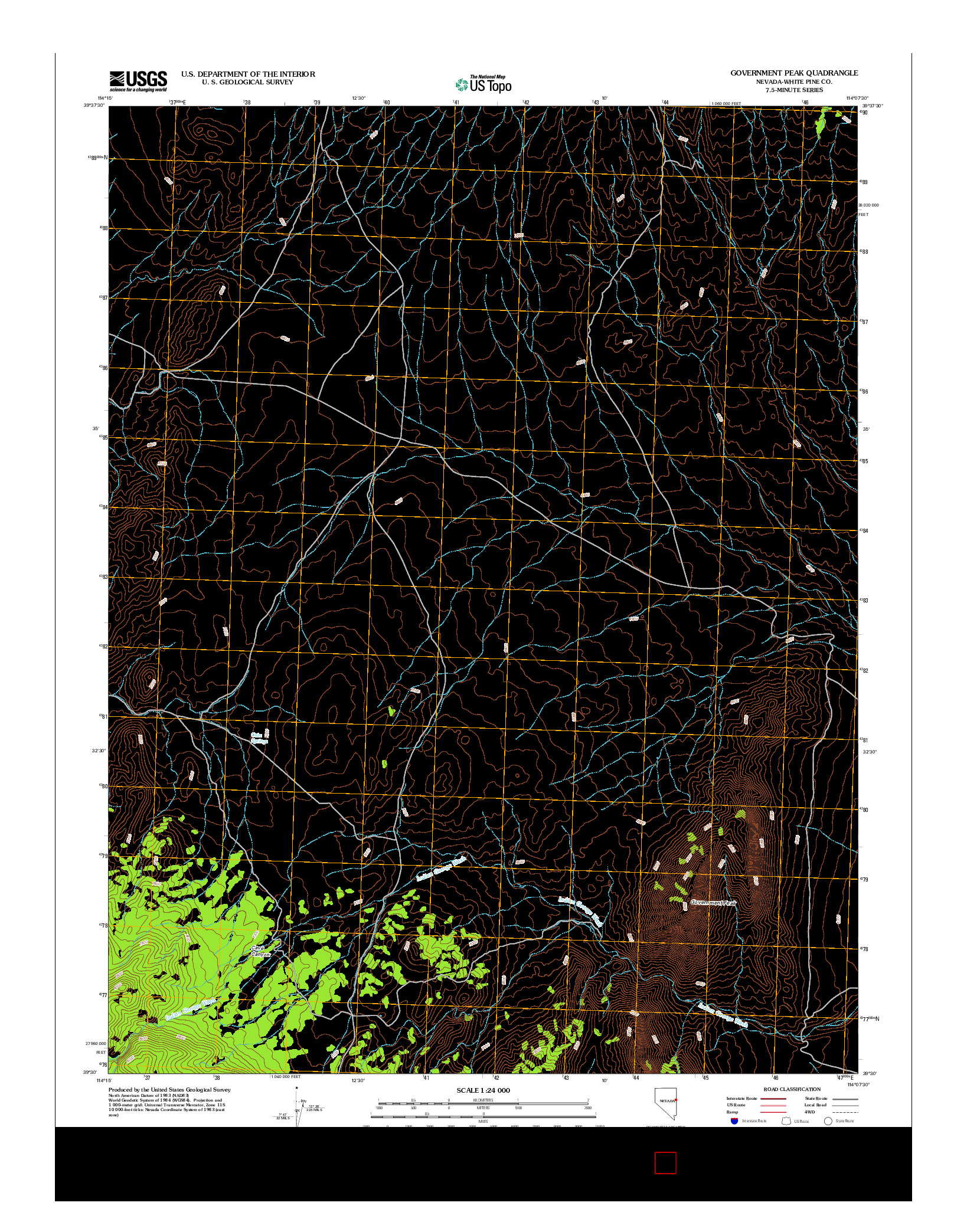 USGS US TOPO 7.5-MINUTE MAP FOR GOVERNMENT PEAK, NV 2012