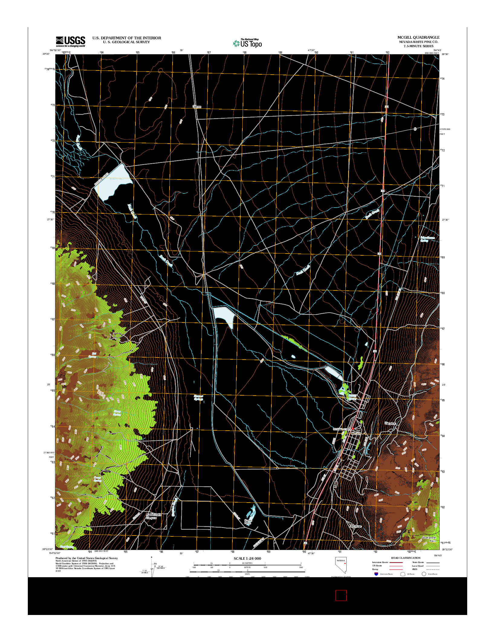 USGS US TOPO 7.5-MINUTE MAP FOR MCGILL, NV 2012