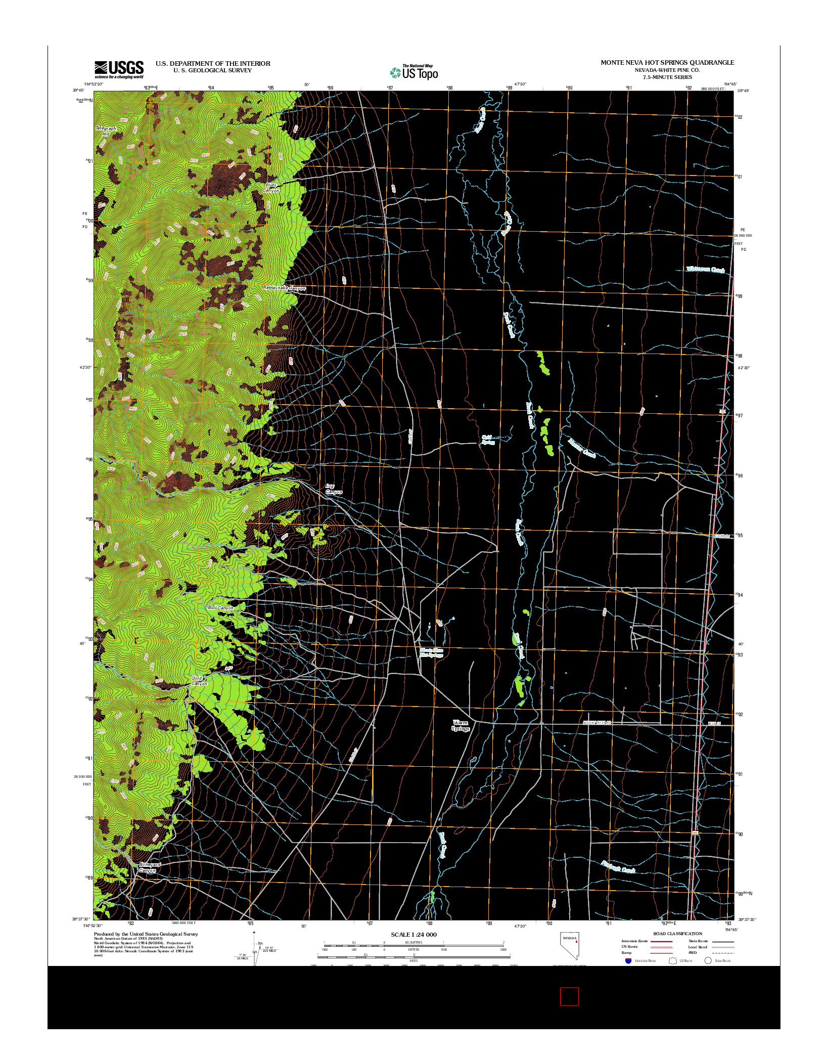 USGS US TOPO 7.5-MINUTE MAP FOR MONTE NEVA HOT SPRINGS, NV 2012