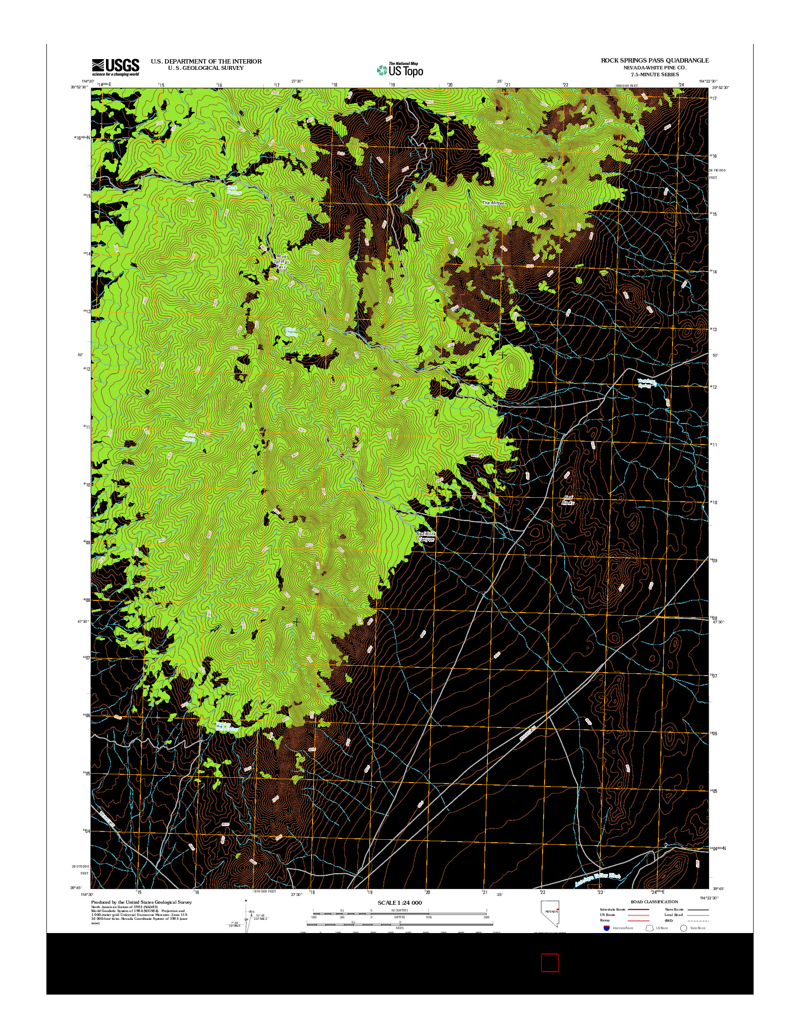 USGS US TOPO 7.5-MINUTE MAP FOR ROCK SPRINGS PASS, NV 2012