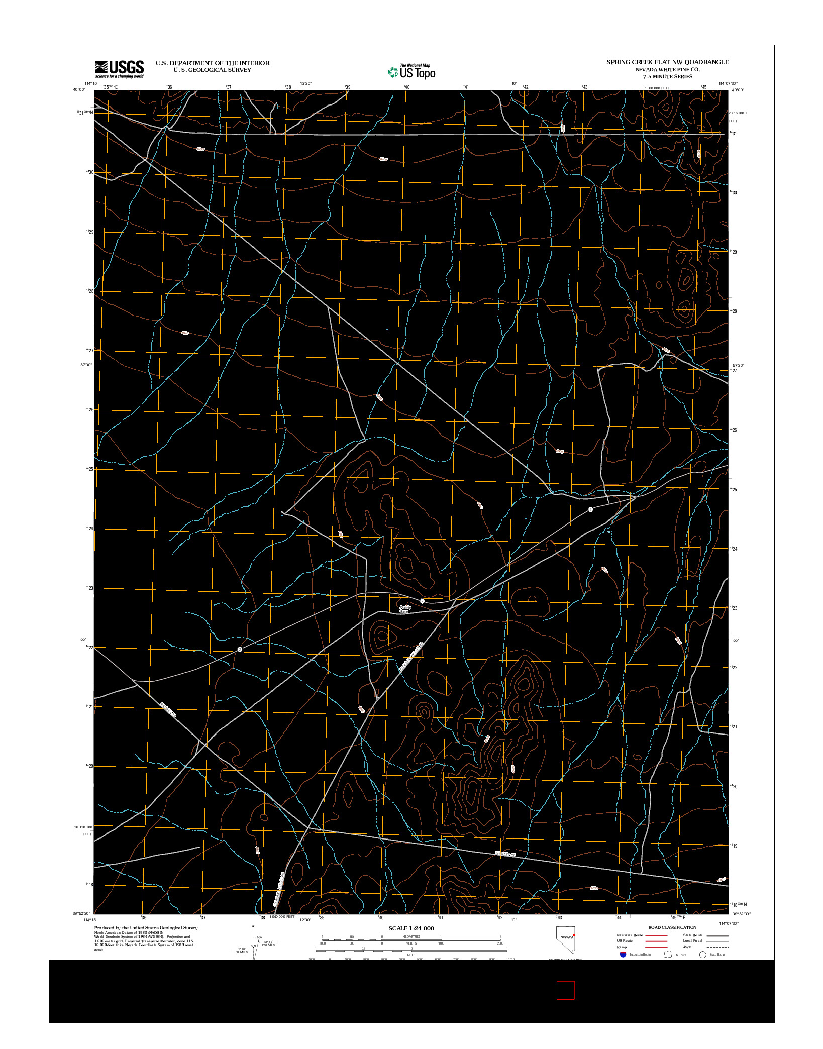 USGS US TOPO 7.5-MINUTE MAP FOR SPRING CREEK FLAT NW, NV 2012