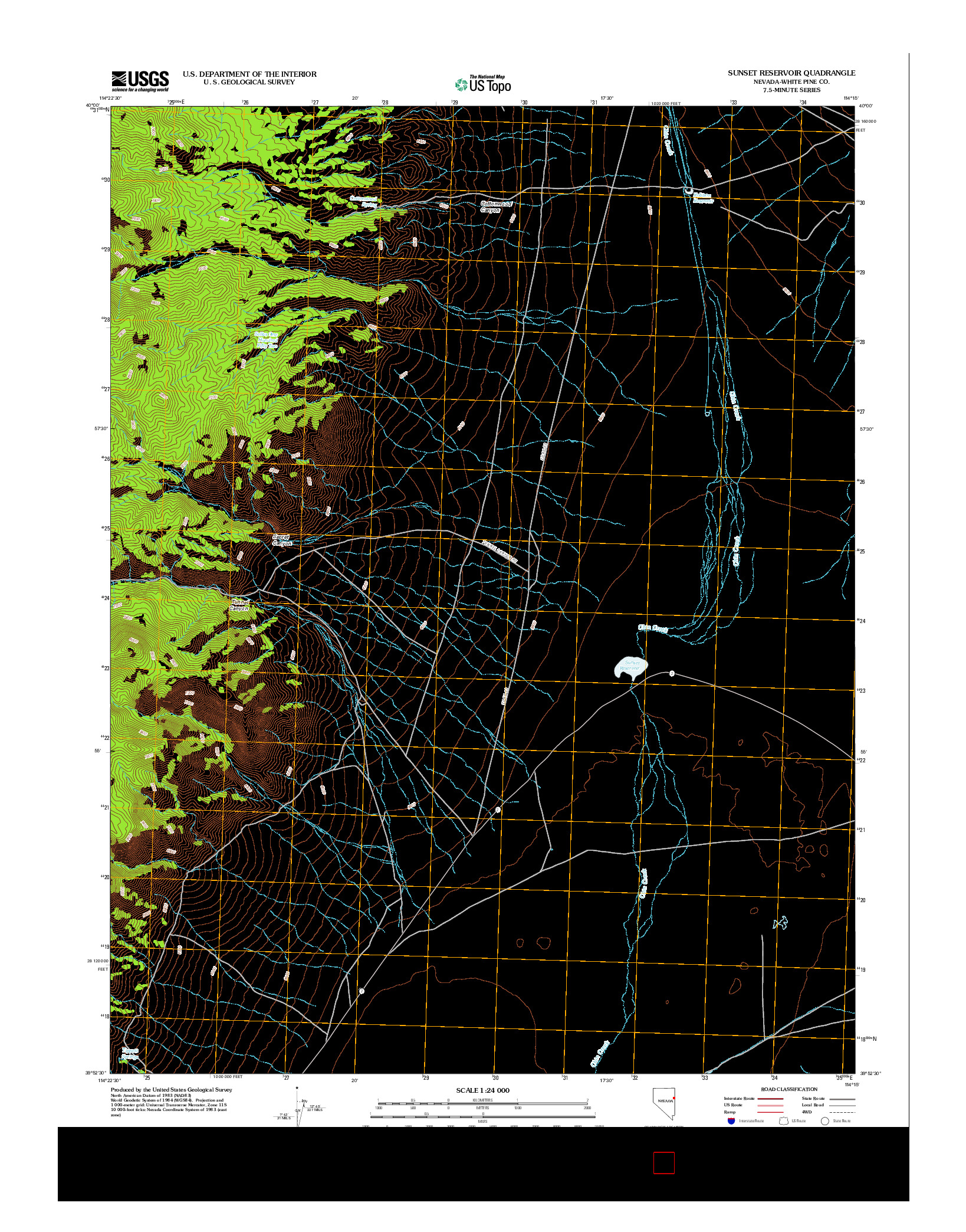USGS US TOPO 7.5-MINUTE MAP FOR SUNSET RESERVOIR, NV 2012