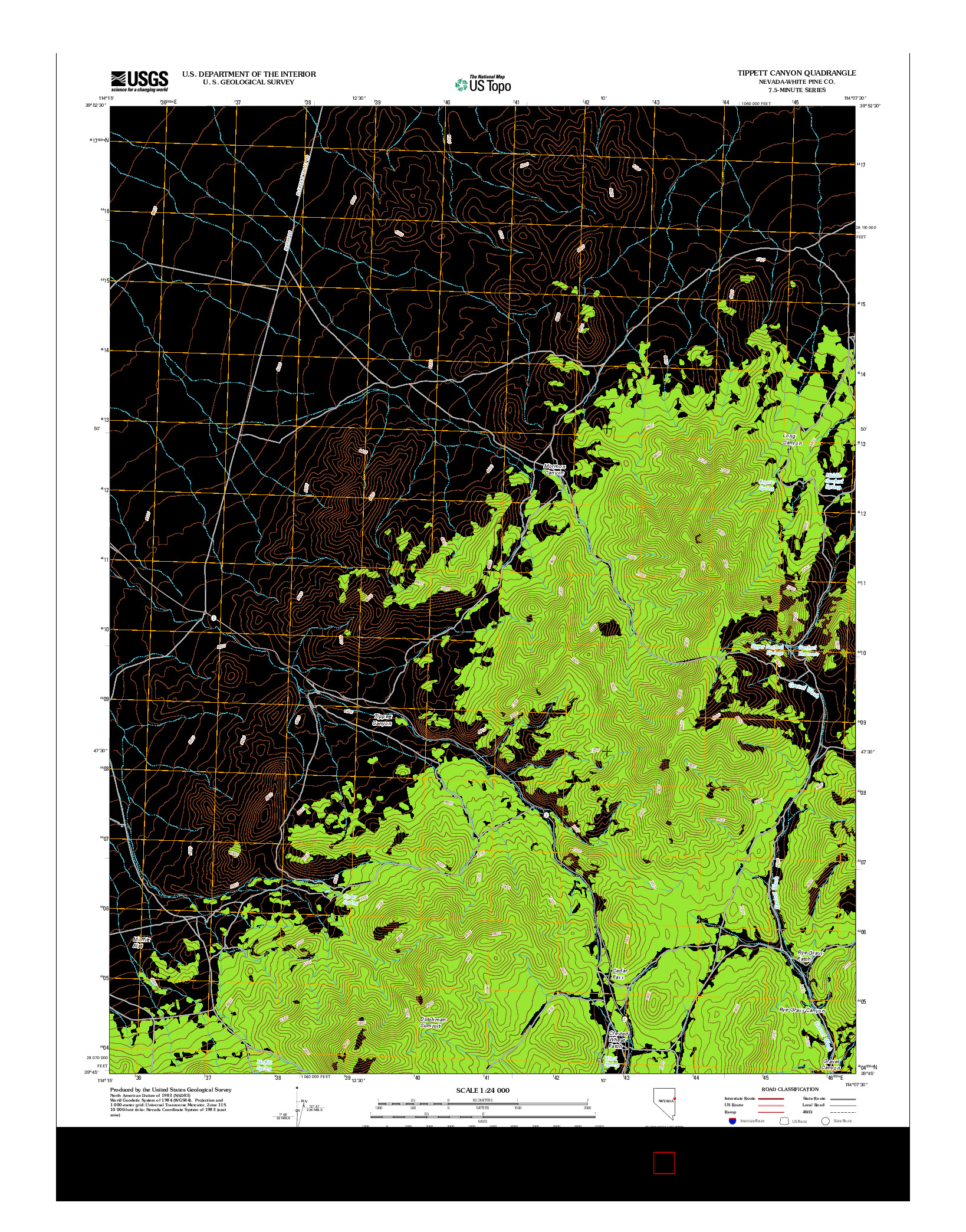 USGS US TOPO 7.5-MINUTE MAP FOR TIPPETT CANYON, NV 2012