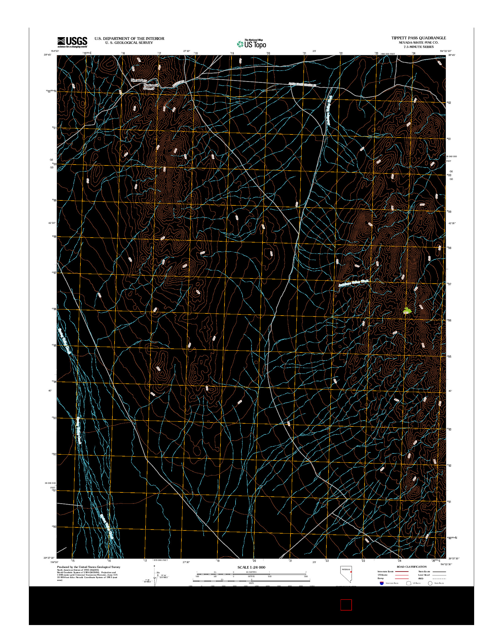 USGS US TOPO 7.5-MINUTE MAP FOR TIPPETT PASS, NV 2012