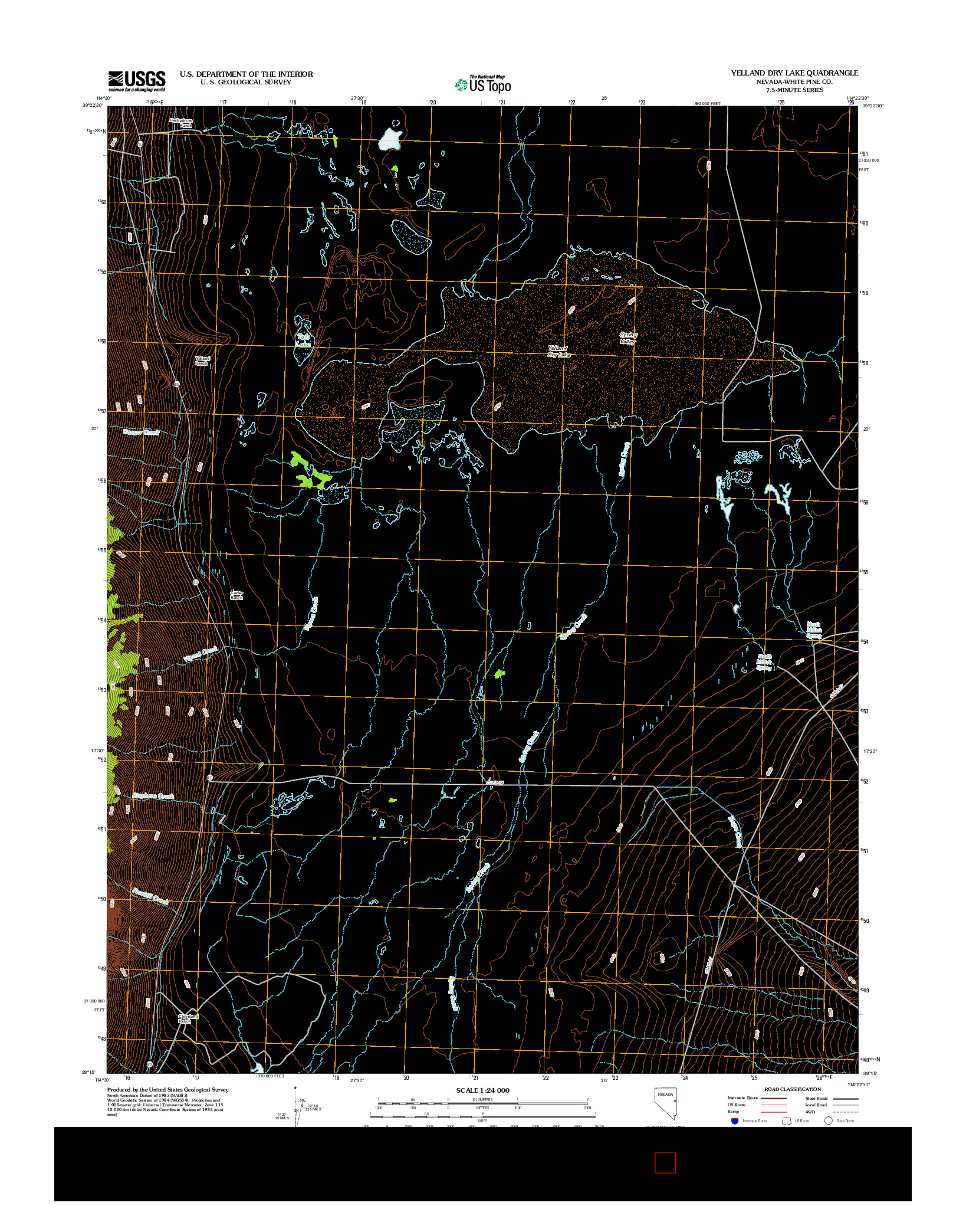 USGS US TOPO 7.5-MINUTE MAP FOR YELLAND DRY LAKE, NV 2012