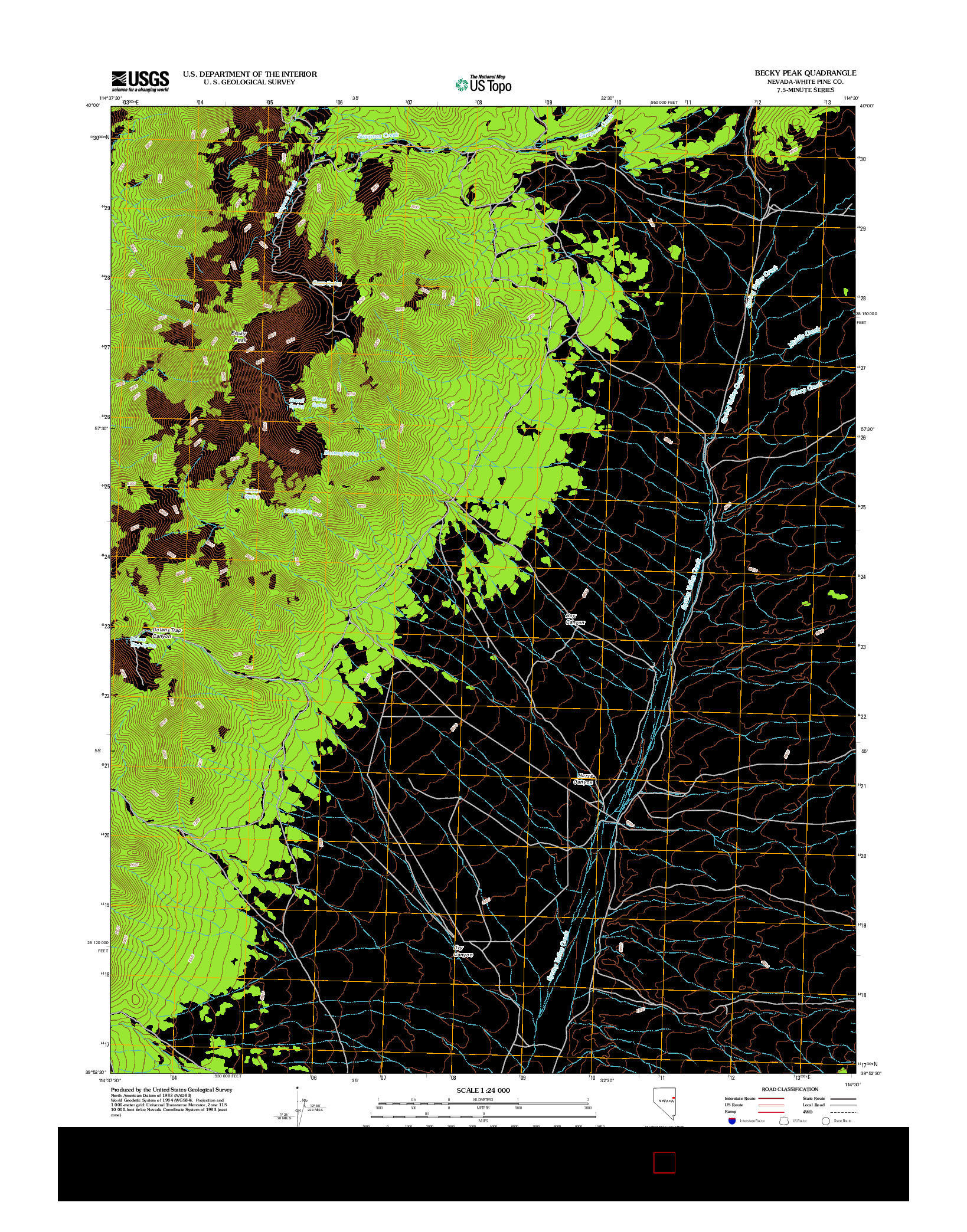 USGS US TOPO 7.5-MINUTE MAP FOR BECKY PEAK, NV 2012