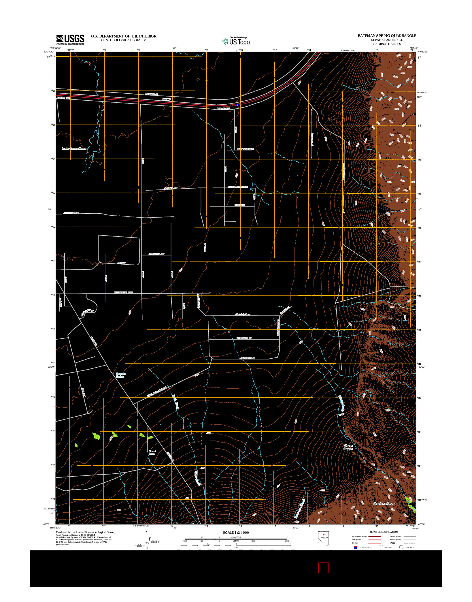 USGS US TOPO 7.5-MINUTE MAP FOR BATEMAN SPRING, NV 2012