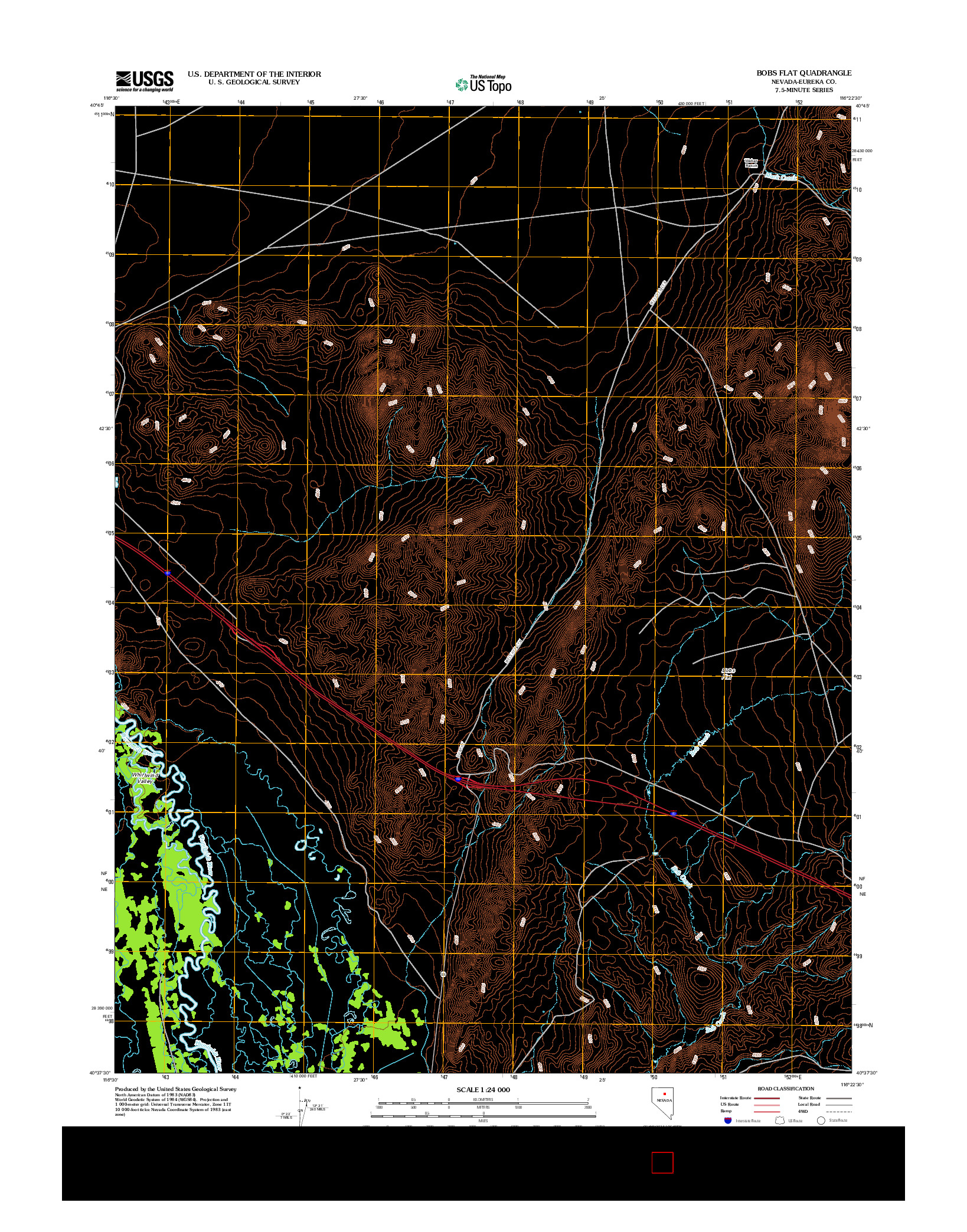 USGS US TOPO 7.5-MINUTE MAP FOR BOBS FLAT, NV 2012