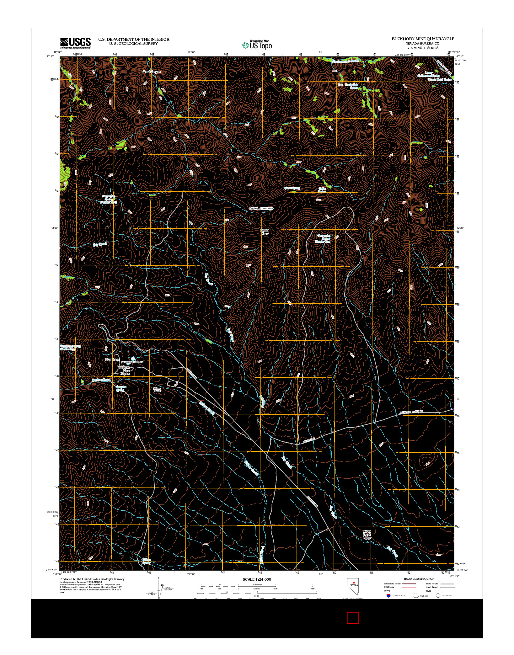 USGS US TOPO 7.5-MINUTE MAP FOR BUCKHORN MINE, NV 2012