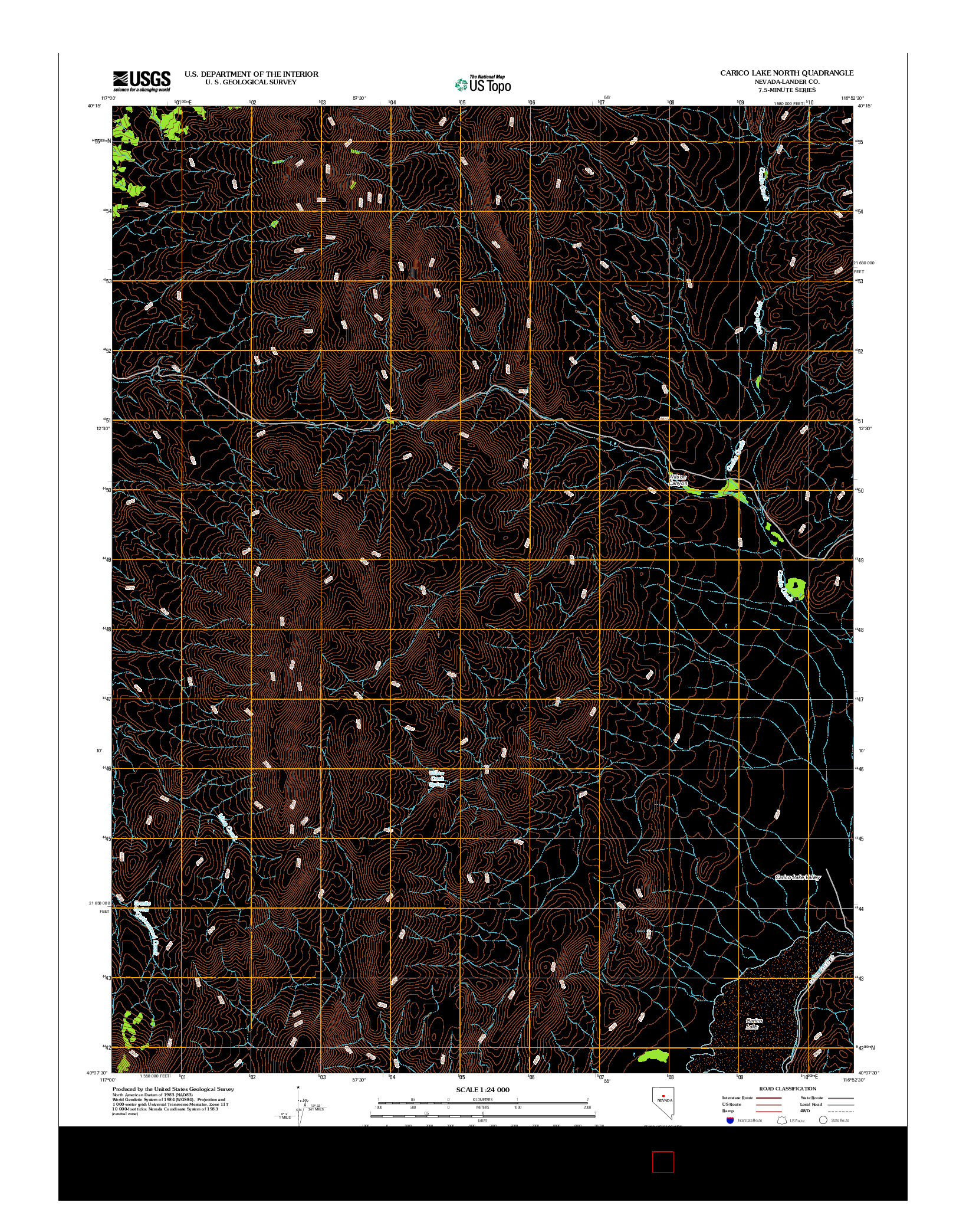 USGS US TOPO 7.5-MINUTE MAP FOR CARICO LAKE NORTH, NV 2012