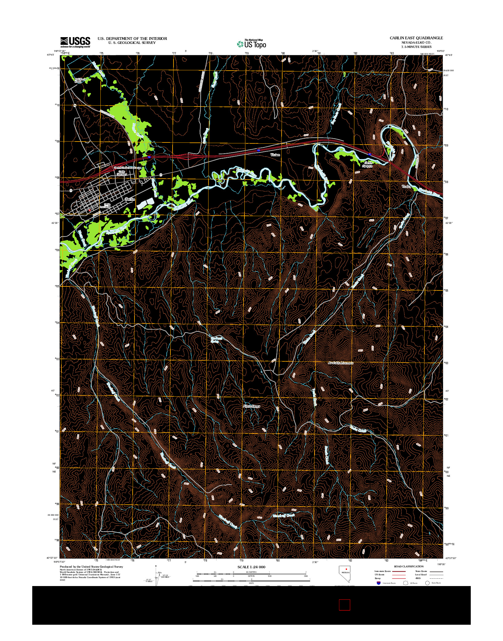 USGS US TOPO 7.5-MINUTE MAP FOR CARLIN EAST, NV 2012