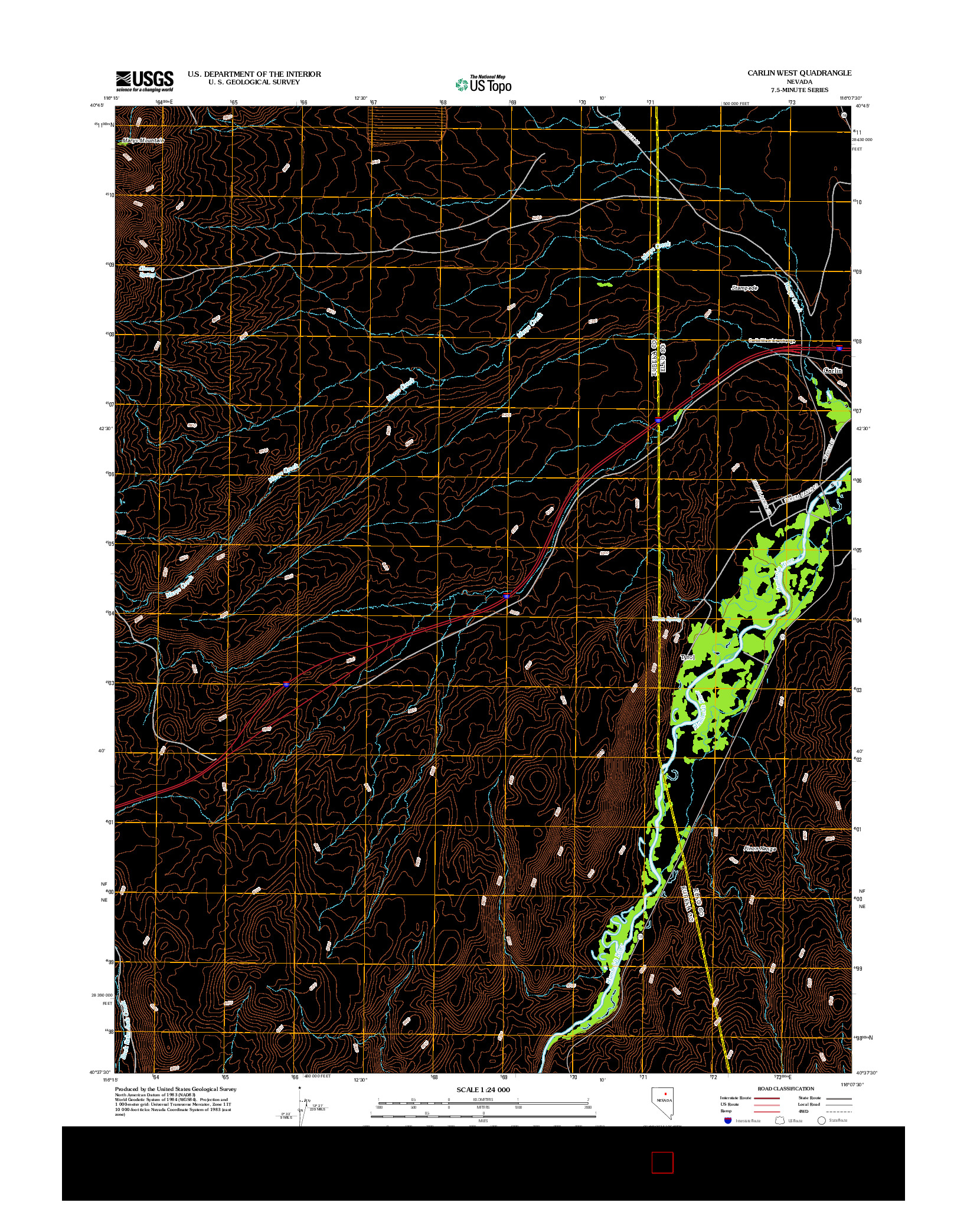 USGS US TOPO 7.5-MINUTE MAP FOR CARLIN WEST, NV 2012