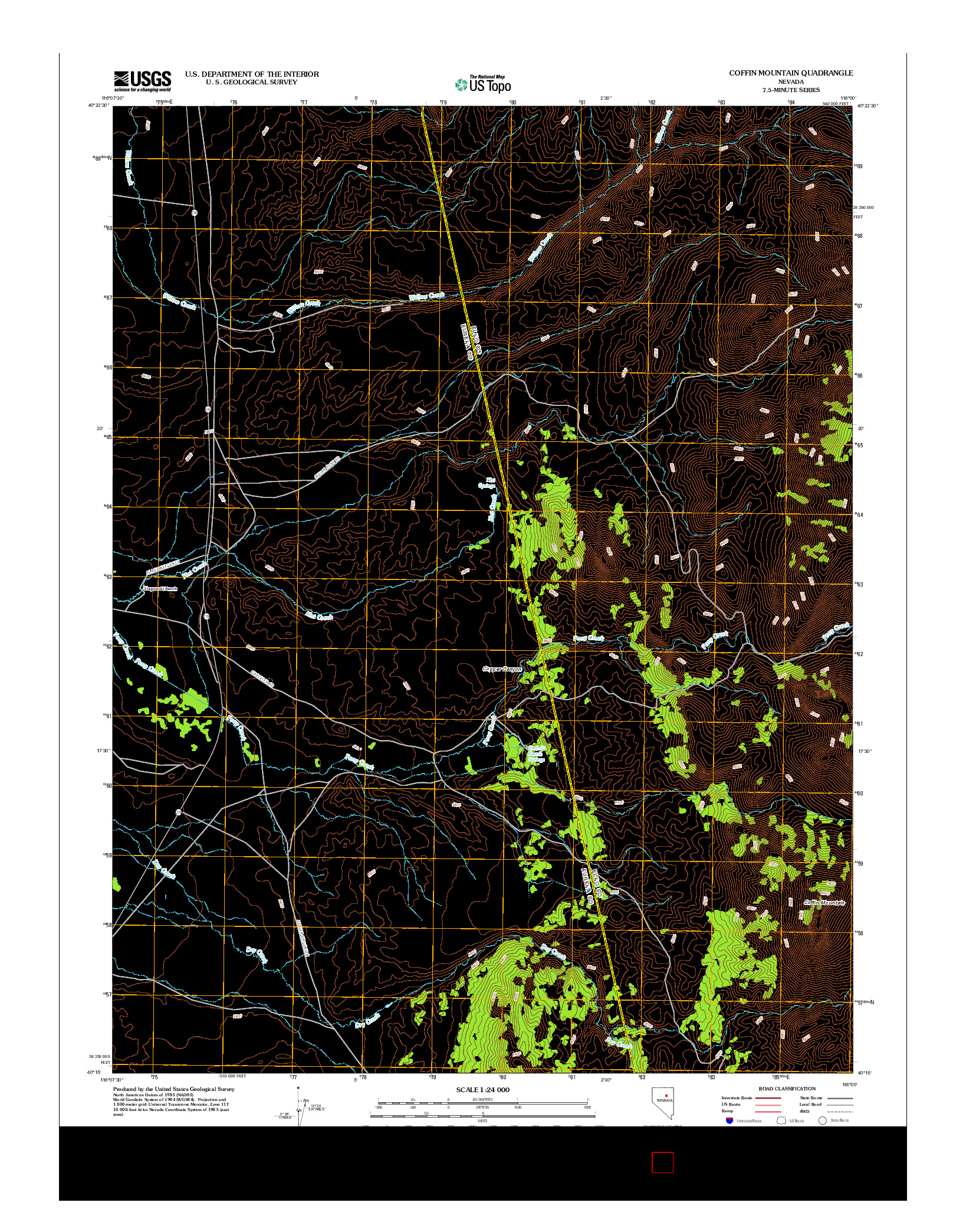 USGS US TOPO 7.5-MINUTE MAP FOR COFFIN MOUNTAIN, NV 2012