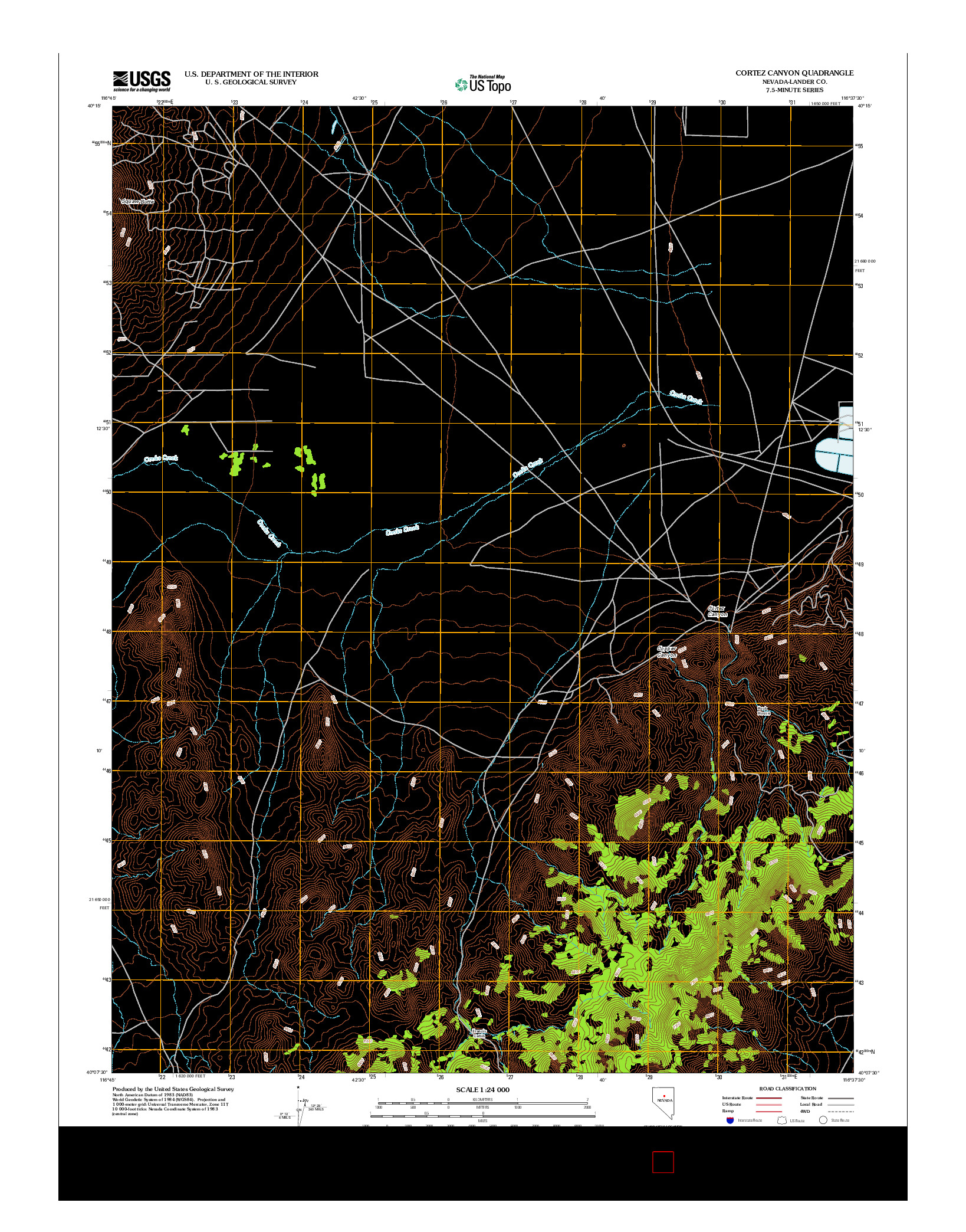 USGS US TOPO 7.5-MINUTE MAP FOR CORTEZ CANYON, NV 2012