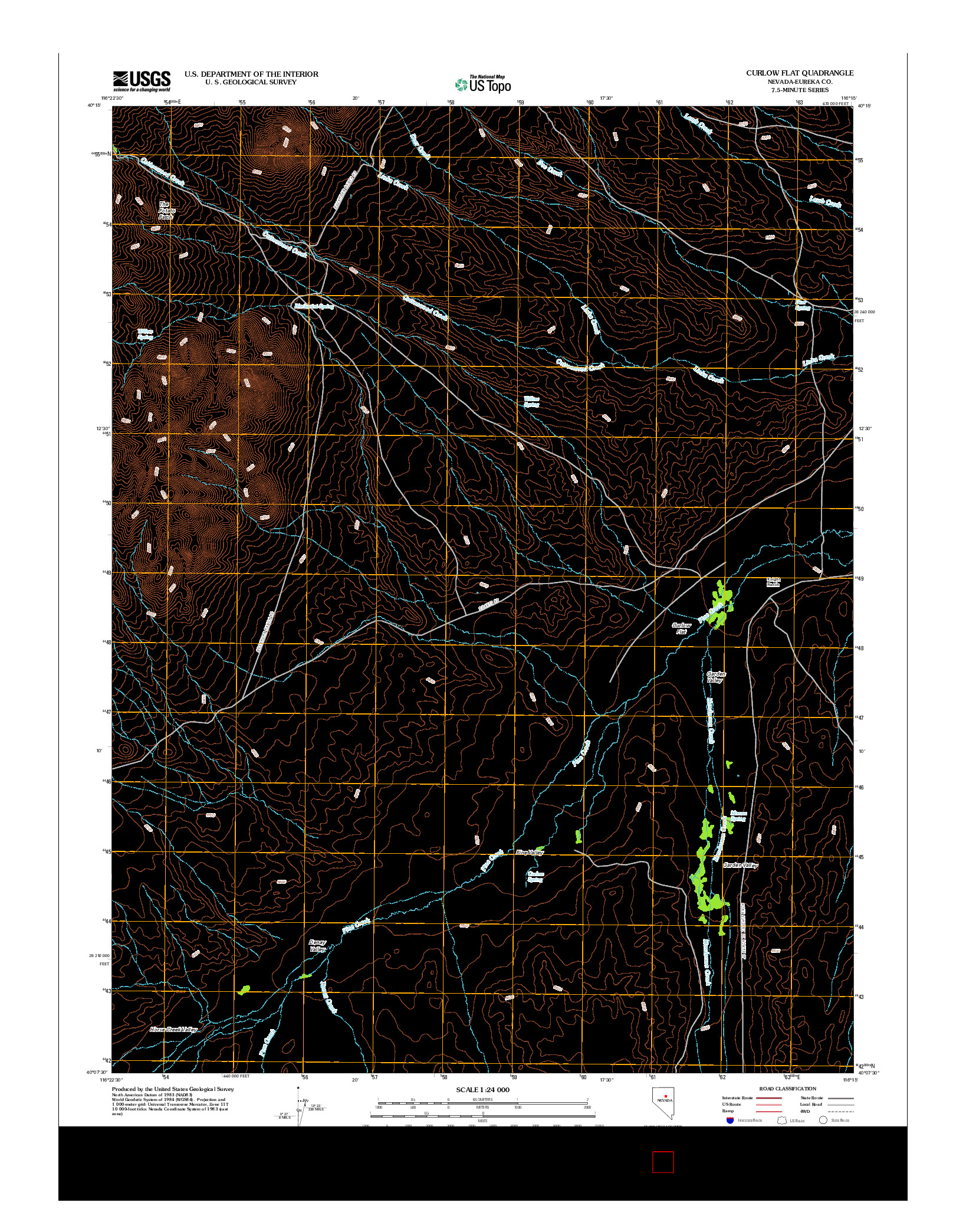 USGS US TOPO 7.5-MINUTE MAP FOR CURLOW FLAT, NV 2012