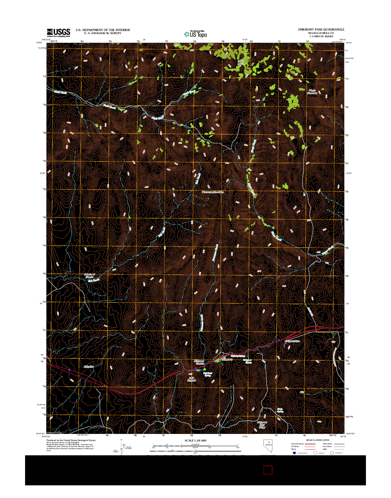 USGS US TOPO 7.5-MINUTE MAP FOR EMIGRANT PASS, NV 2012