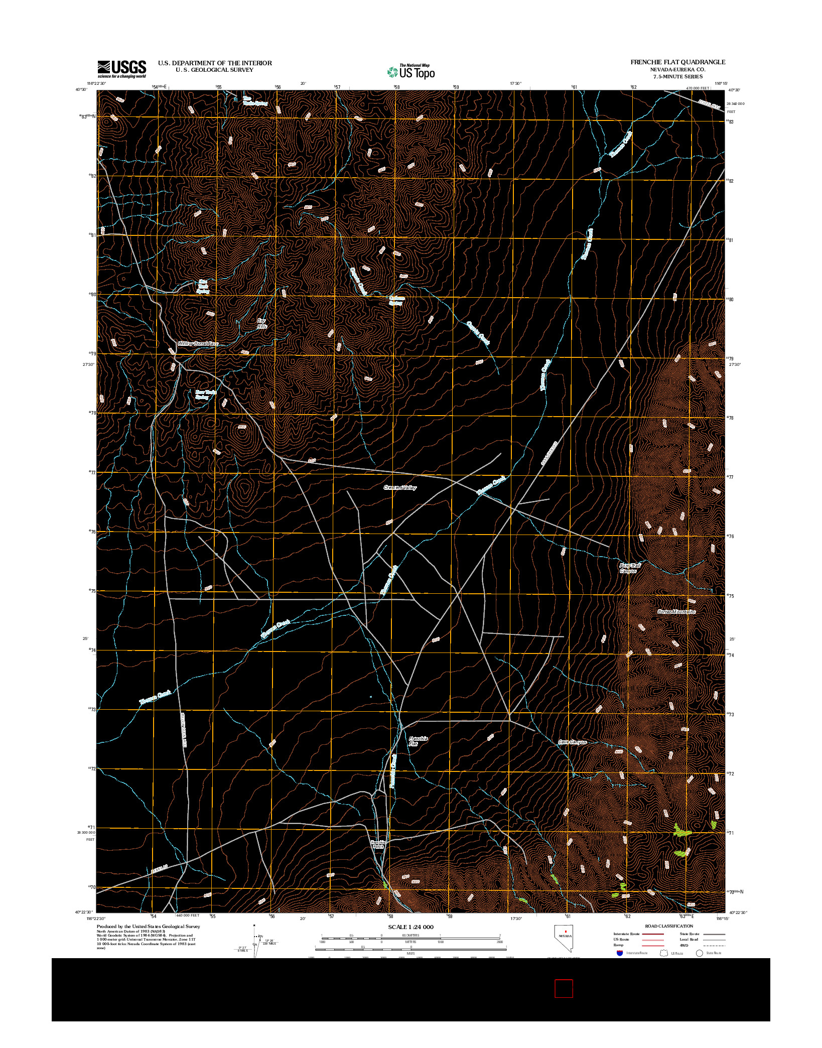 USGS US TOPO 7.5-MINUTE MAP FOR FRENCHIE FLAT, NV 2012