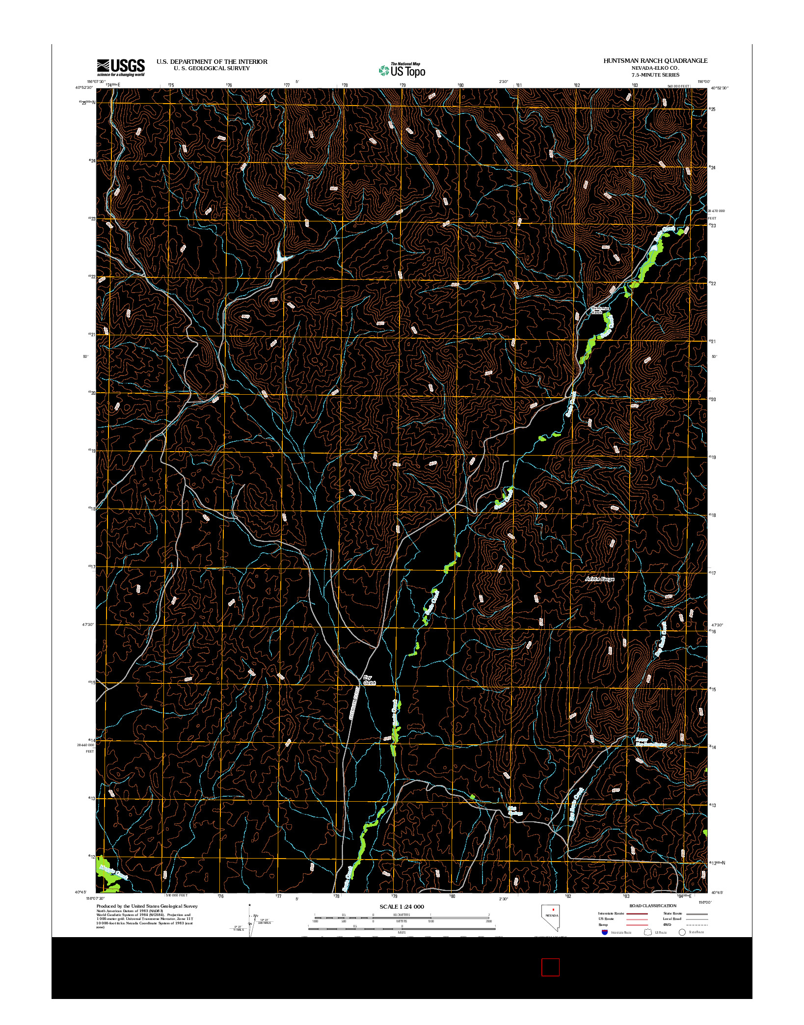 USGS US TOPO 7.5-MINUTE MAP FOR HUNTSMAN RANCH, NV 2012
