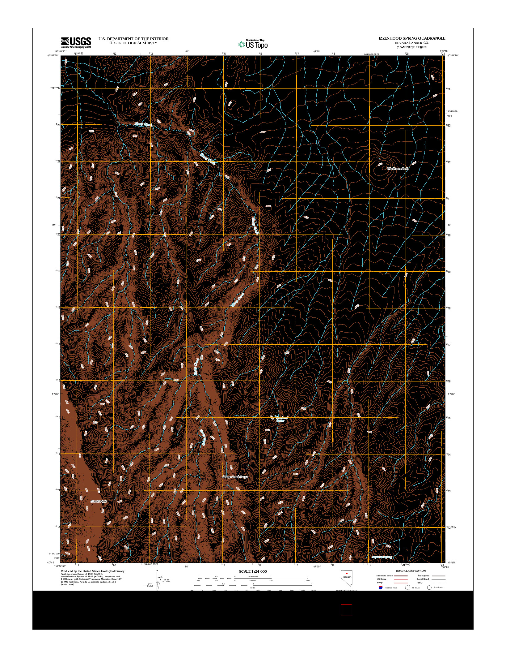 USGS US TOPO 7.5-MINUTE MAP FOR IZZENHOOD SPRING, NV 2012