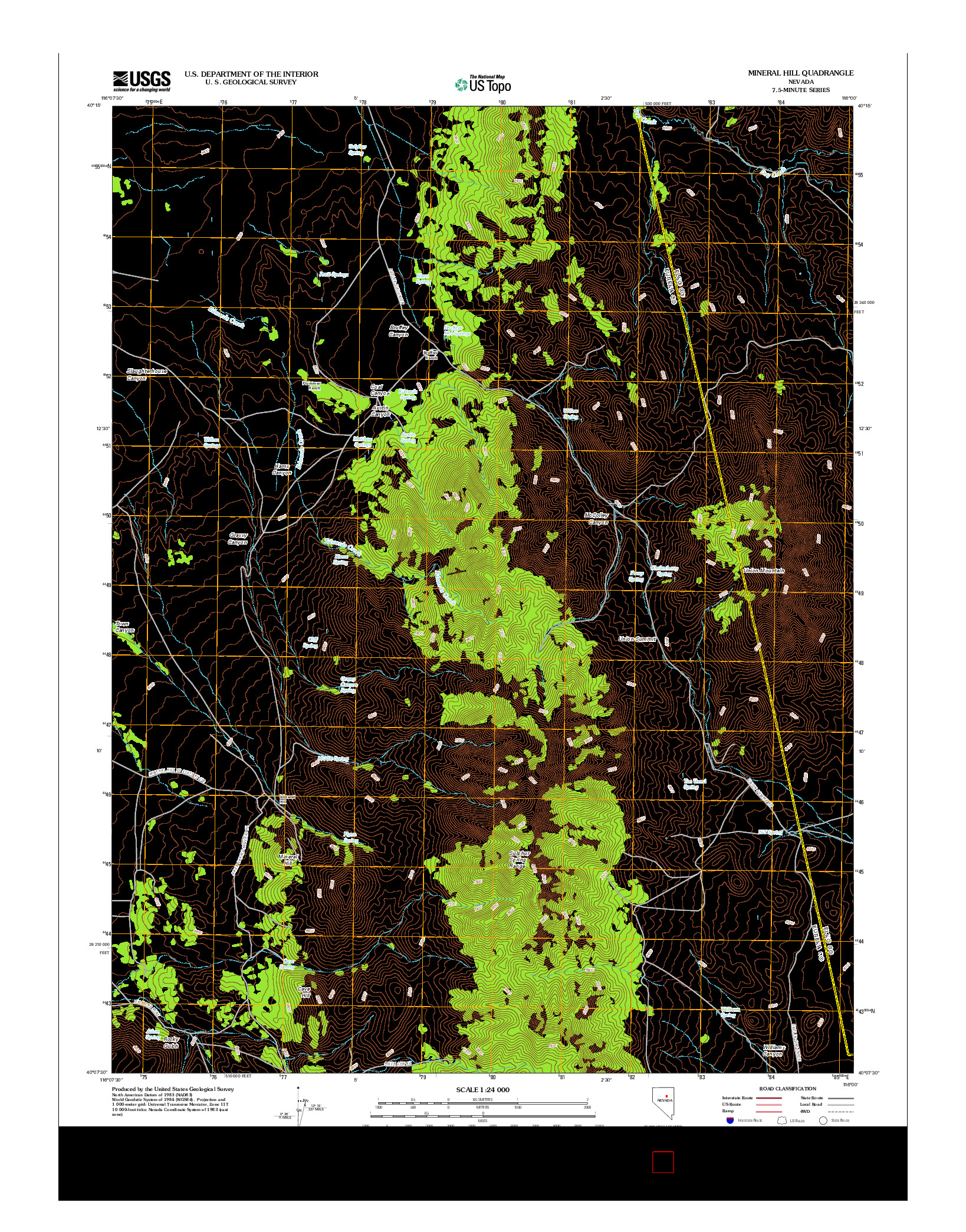 USGS US TOPO 7.5-MINUTE MAP FOR MINERAL HILL, NV 2012