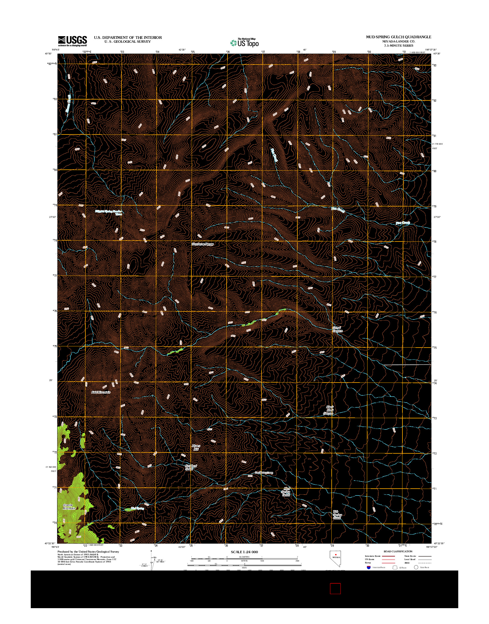 USGS US TOPO 7.5-MINUTE MAP FOR MUD SPRING GULCH, NV 2012