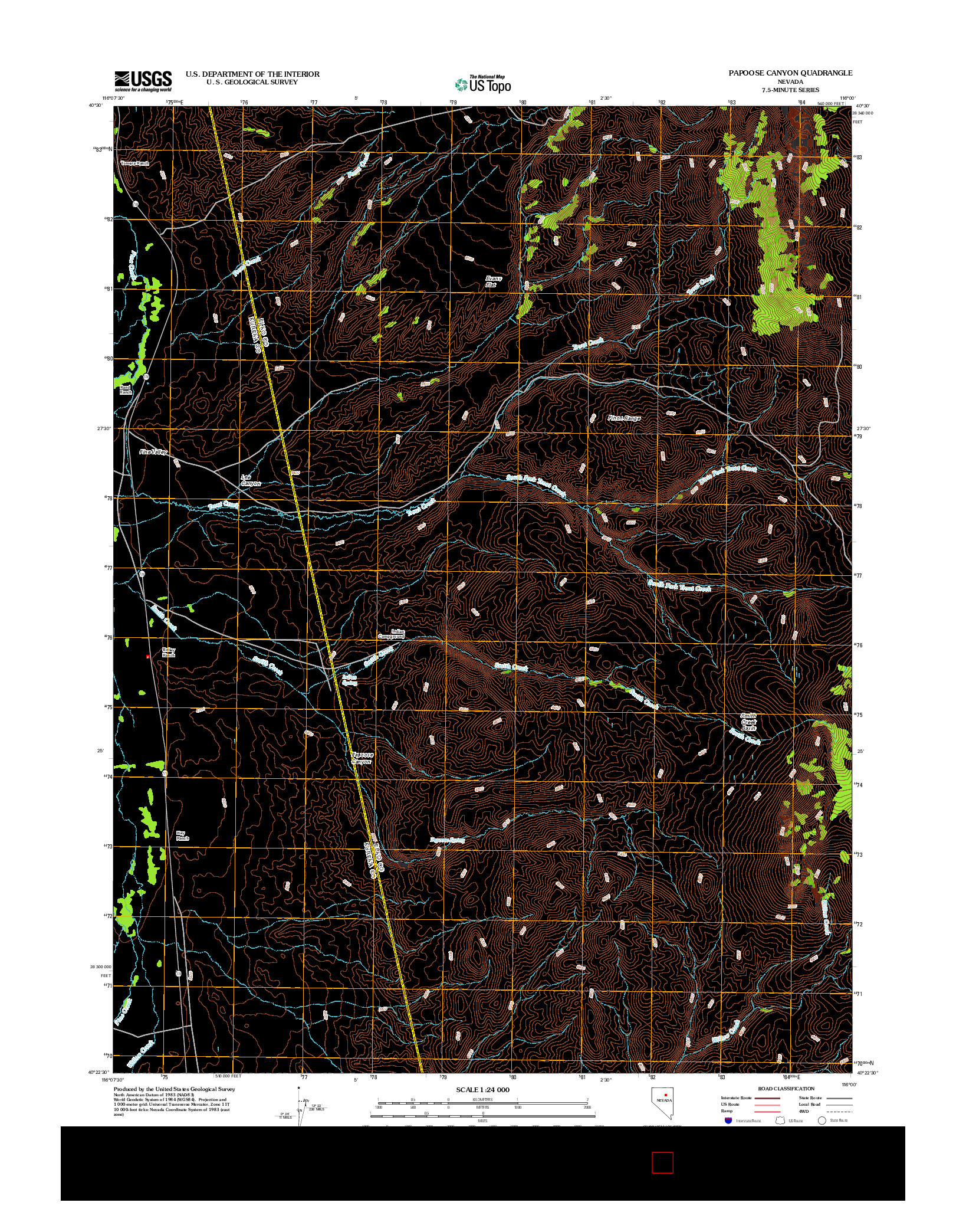 USGS US TOPO 7.5-MINUTE MAP FOR PAPOOSE CANYON, NV 2012