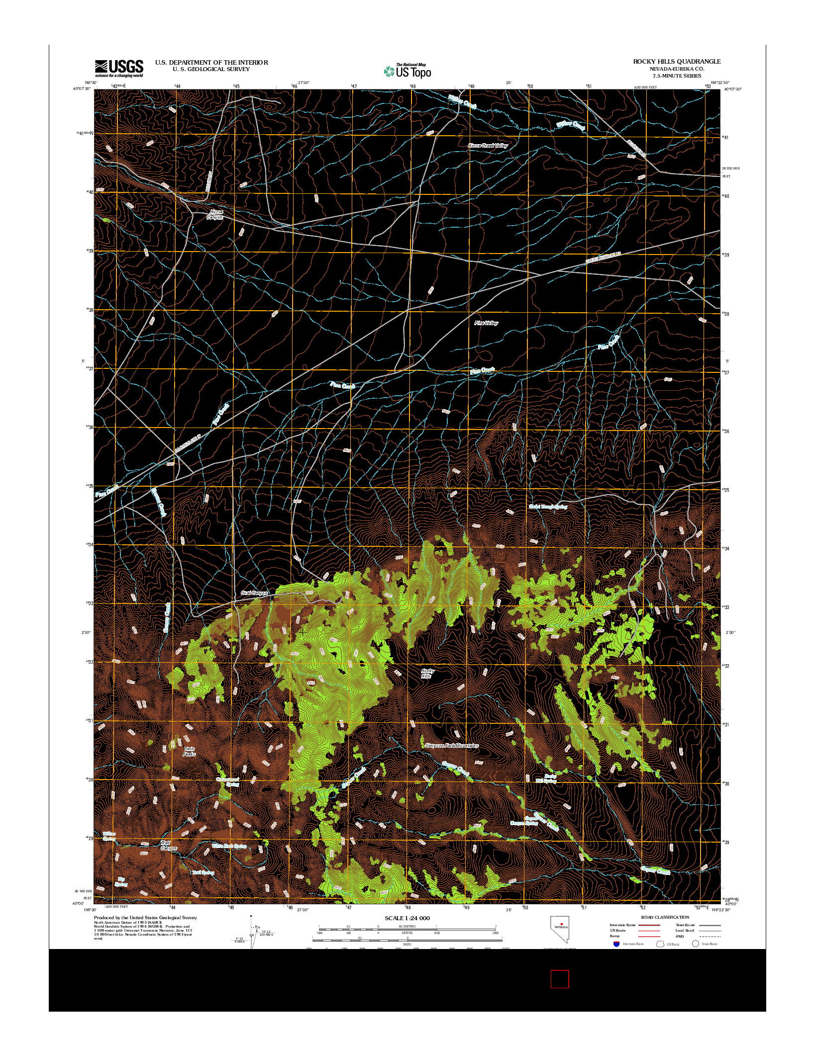 USGS US TOPO 7.5-MINUTE MAP FOR ROCKY HILLS, NV 2012