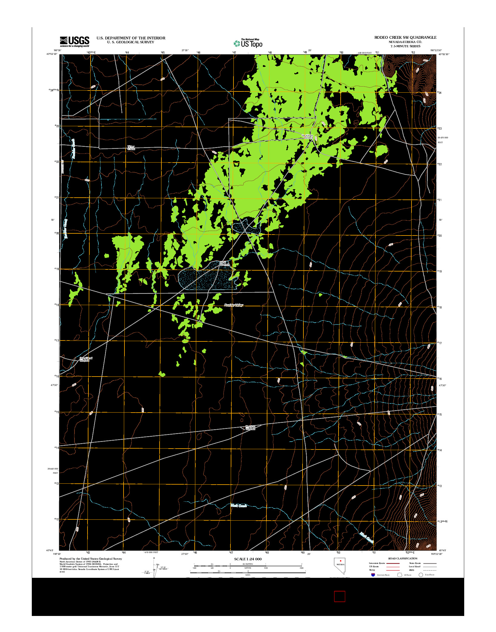 USGS US TOPO 7.5-MINUTE MAP FOR RODEO CREEK SW, NV 2012