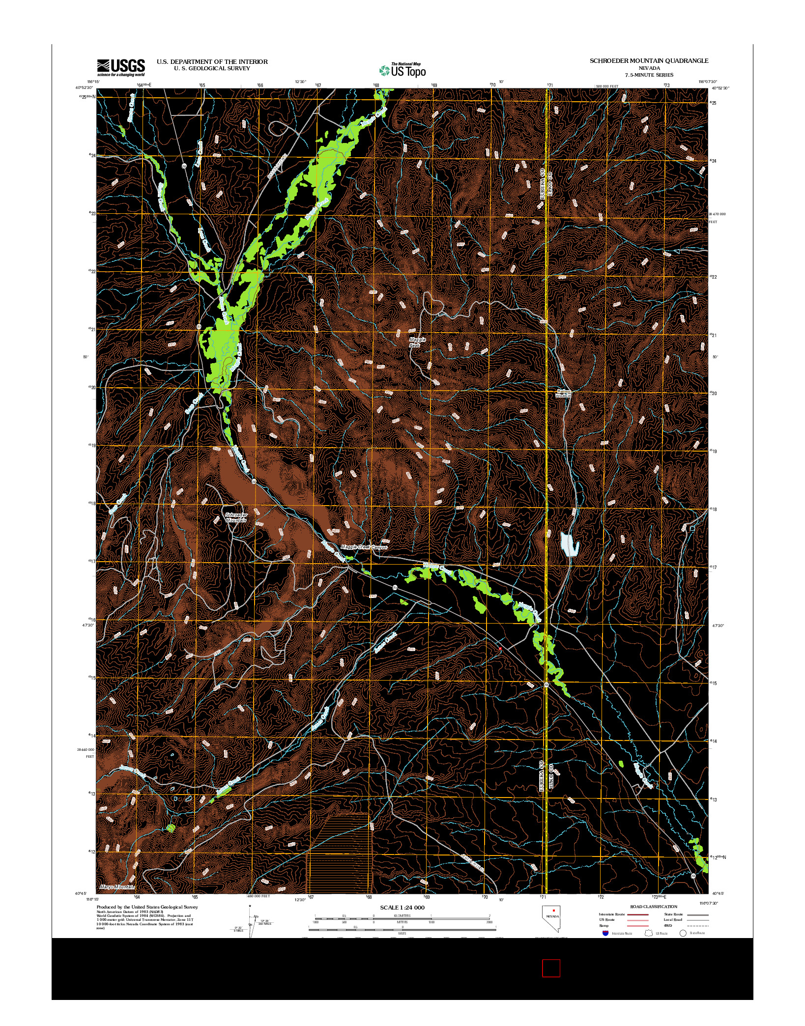 USGS US TOPO 7.5-MINUTE MAP FOR SCHROEDER MOUNTAIN, NV 2012