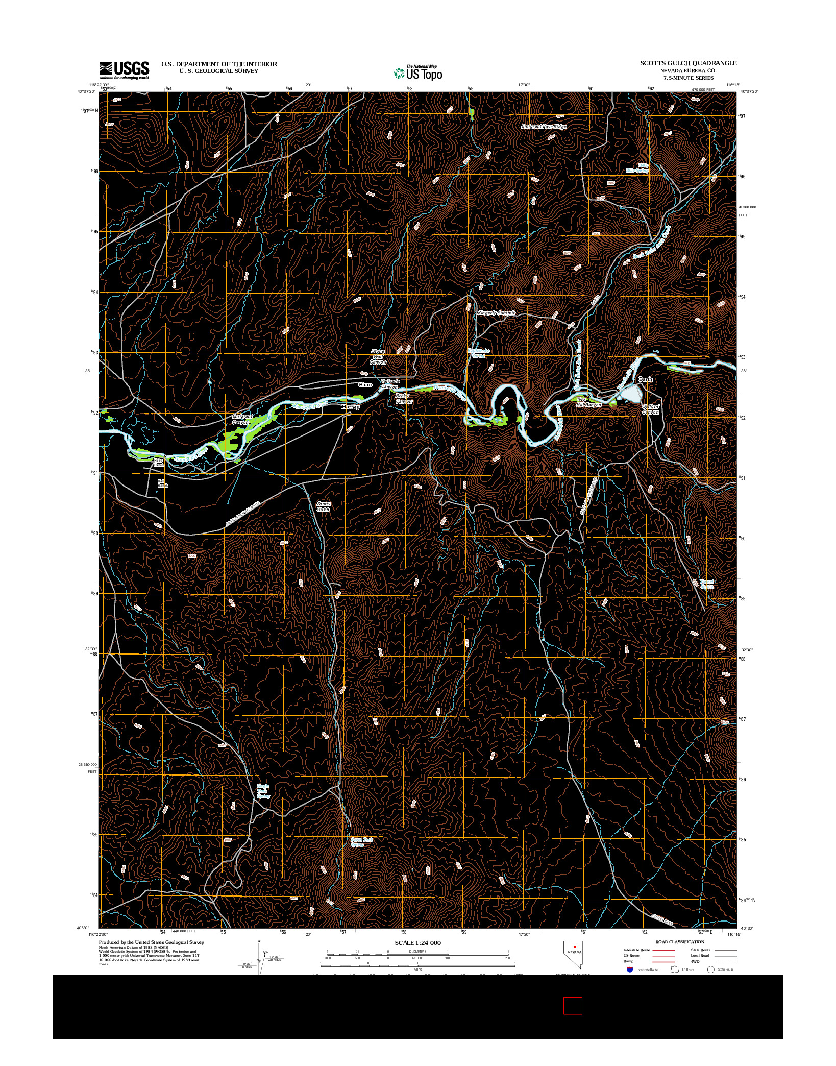 USGS US TOPO 7.5-MINUTE MAP FOR SCOTTS GULCH, NV 2012