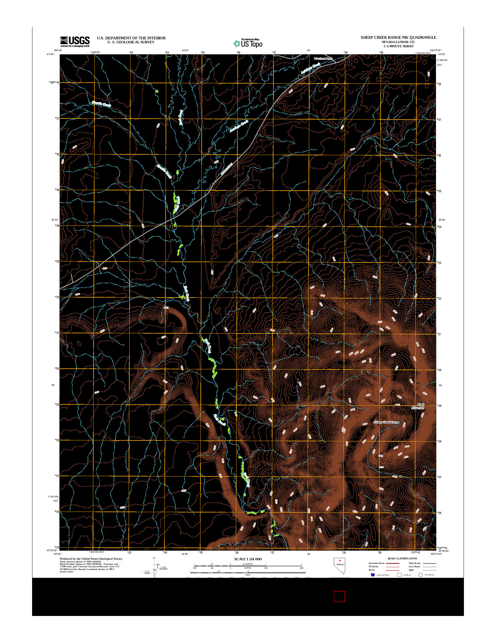 USGS US TOPO 7.5-MINUTE MAP FOR SHEEP CREEK RANGE NW, NV 2012