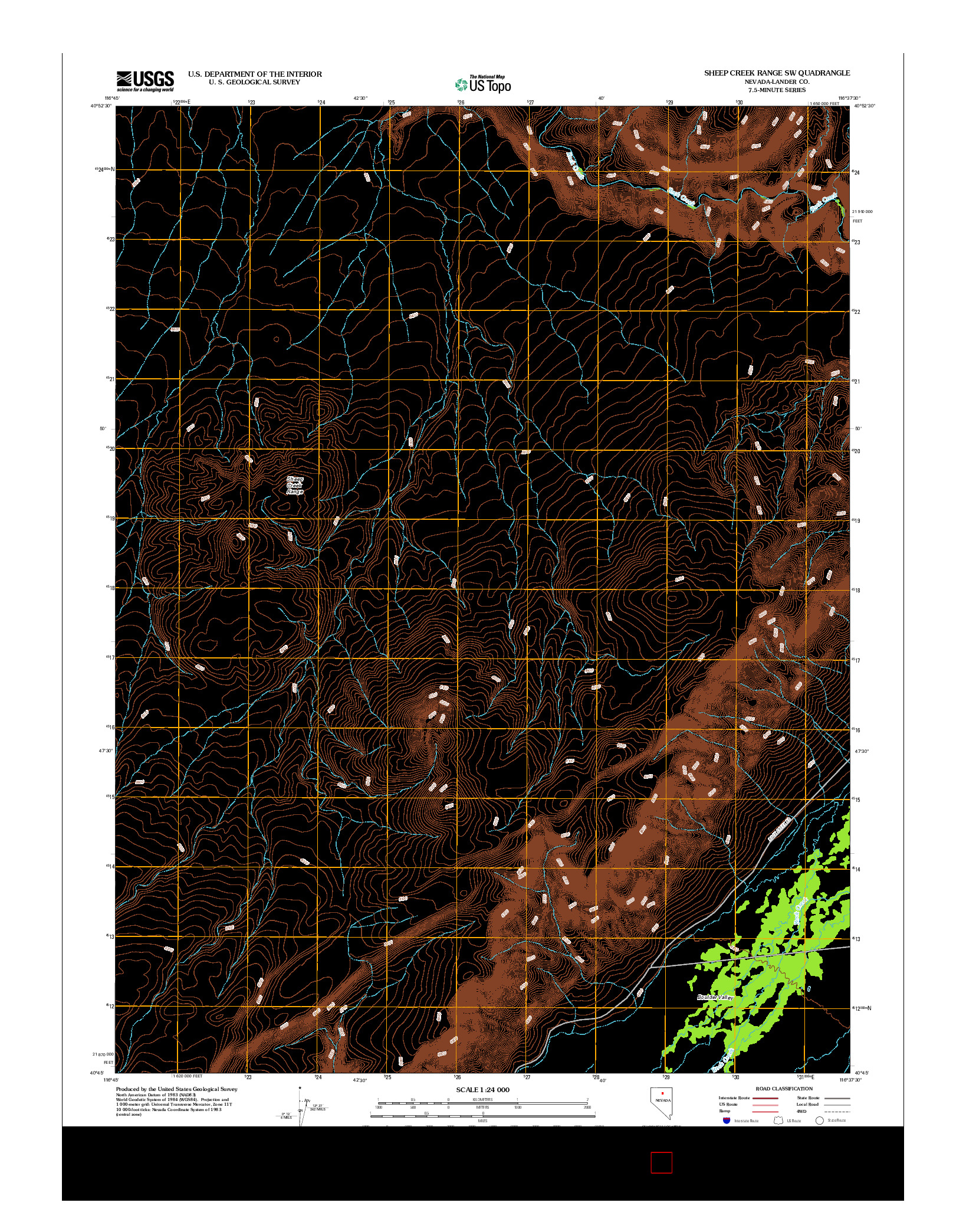 USGS US TOPO 7.5-MINUTE MAP FOR SHEEP CREEK RANGE SW, NV 2012