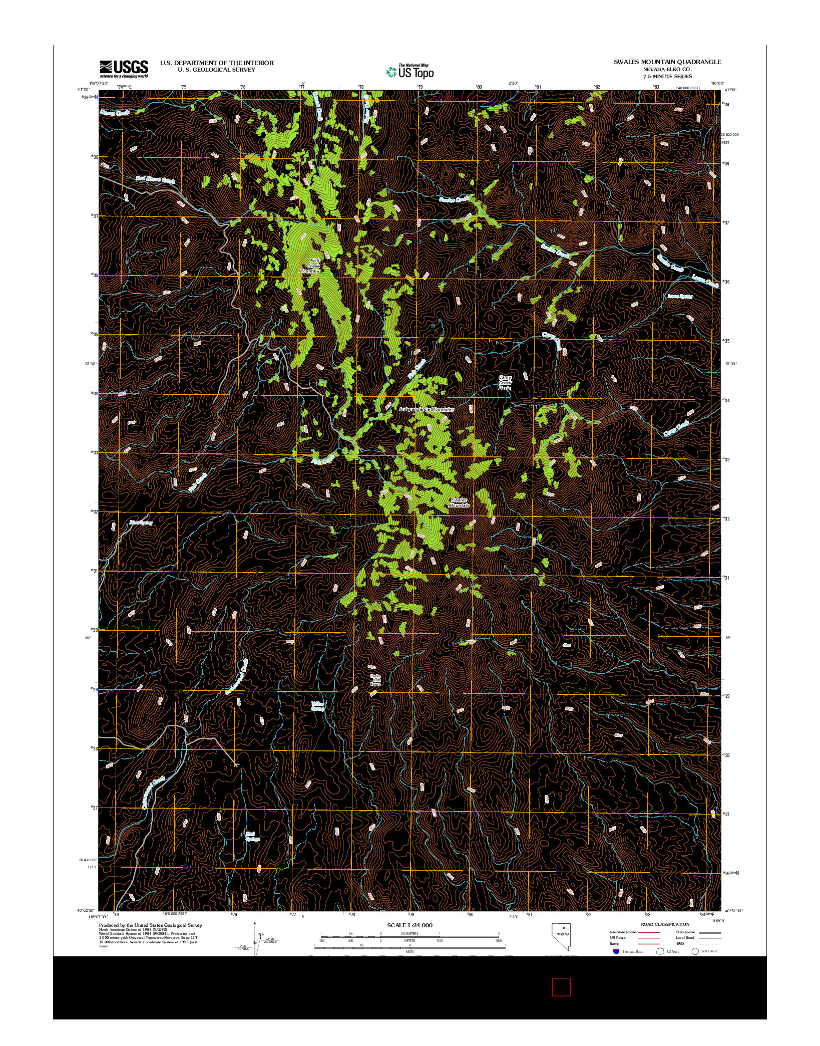 USGS US TOPO 7.5-MINUTE MAP FOR SWALES MOUNTAIN, NV 2012