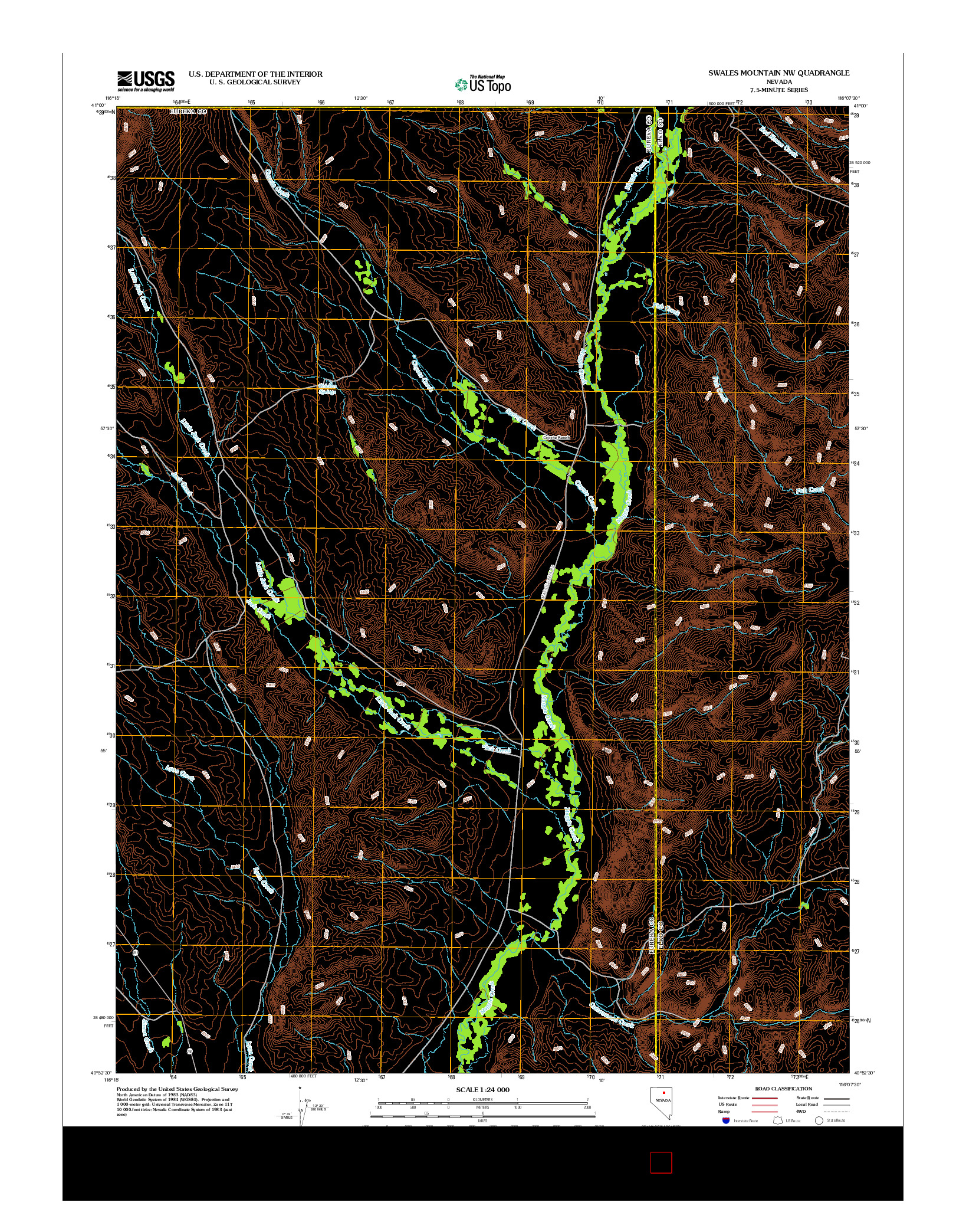 USGS US TOPO 7.5-MINUTE MAP FOR SWALES MOUNTAIN NW, NV 2012