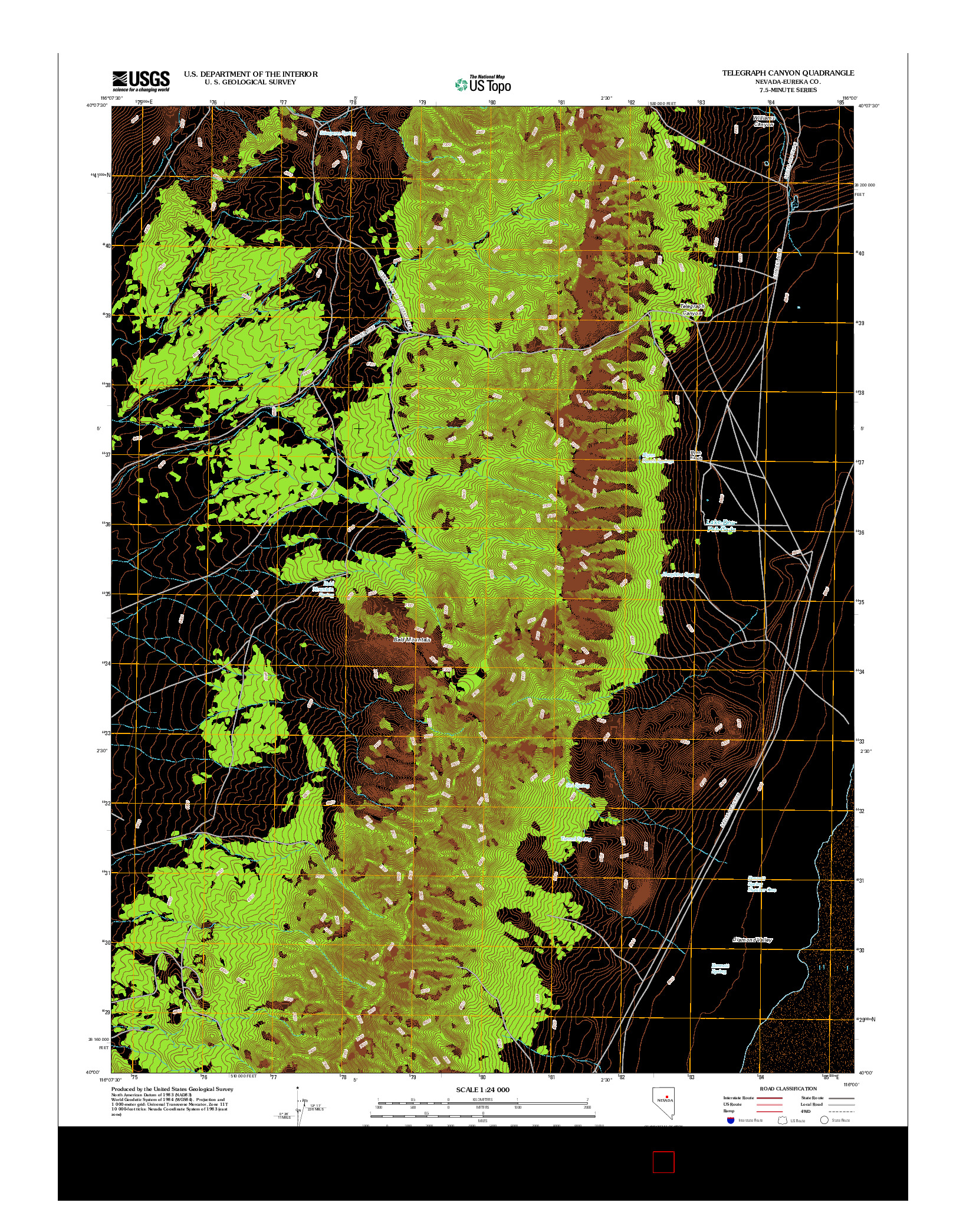 USGS US TOPO 7.5-MINUTE MAP FOR TELEGRAPH CANYON, NV 2012